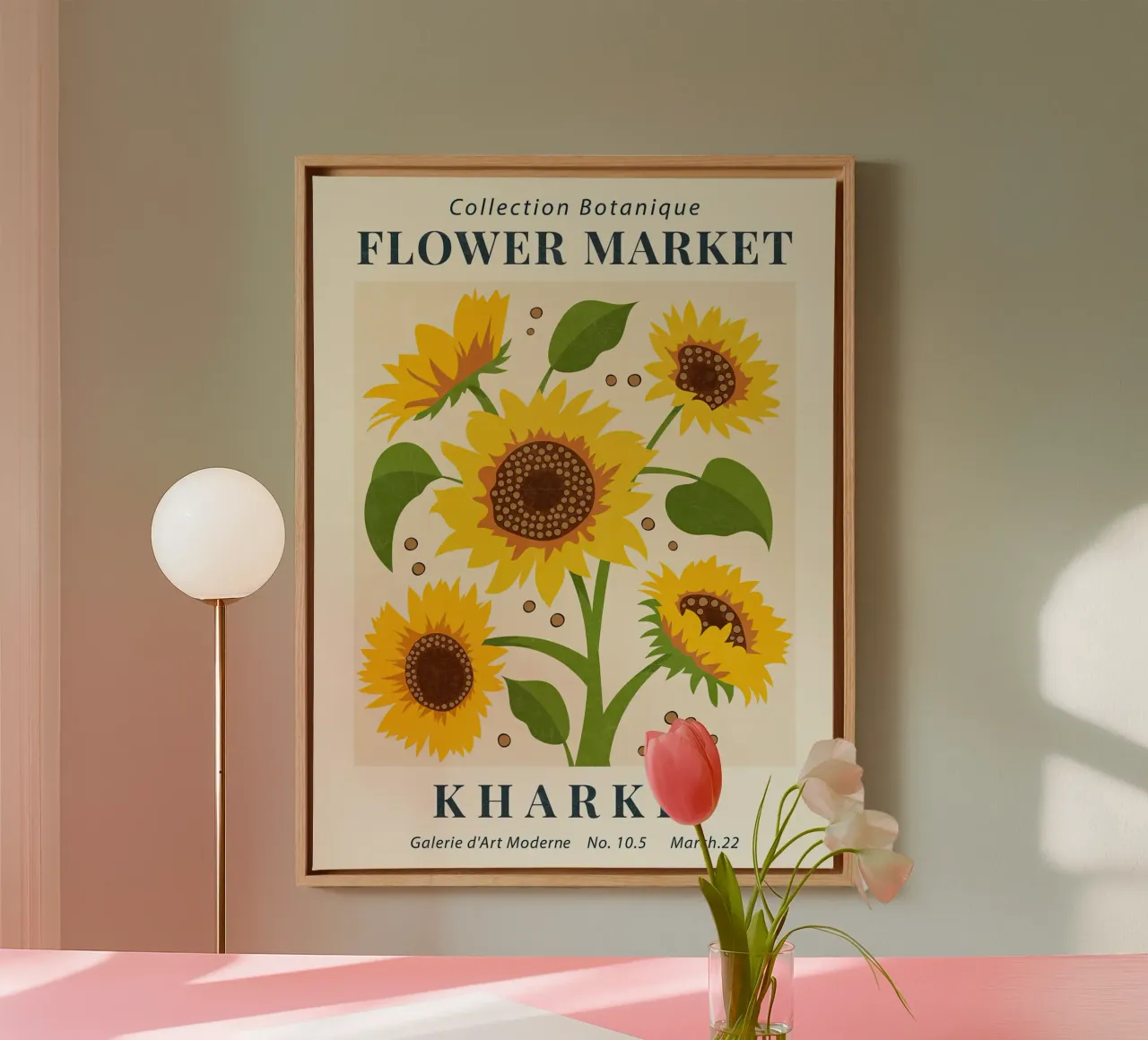 Mercato dei fiori di Charkiv Girasole tela con Cornice a cassetta da TekleDawit