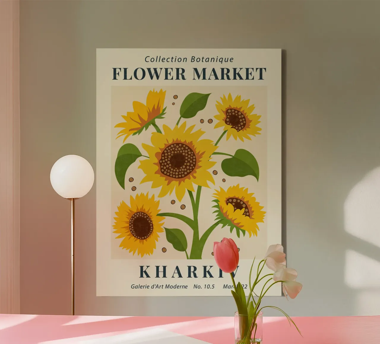Mercato dei fiori di Charkiv Girasole tela con Cornice a cassetta da TekleDawit