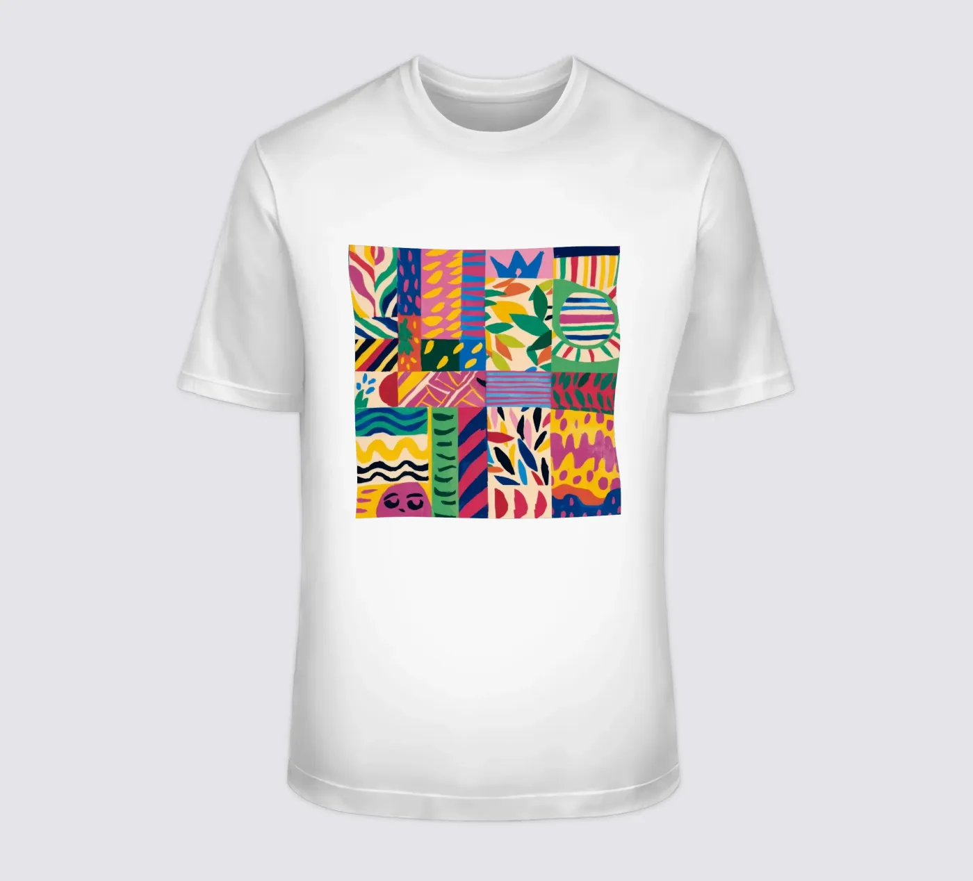 Fröhliches Muster Patchwork T-Shirt von Monuments Fire