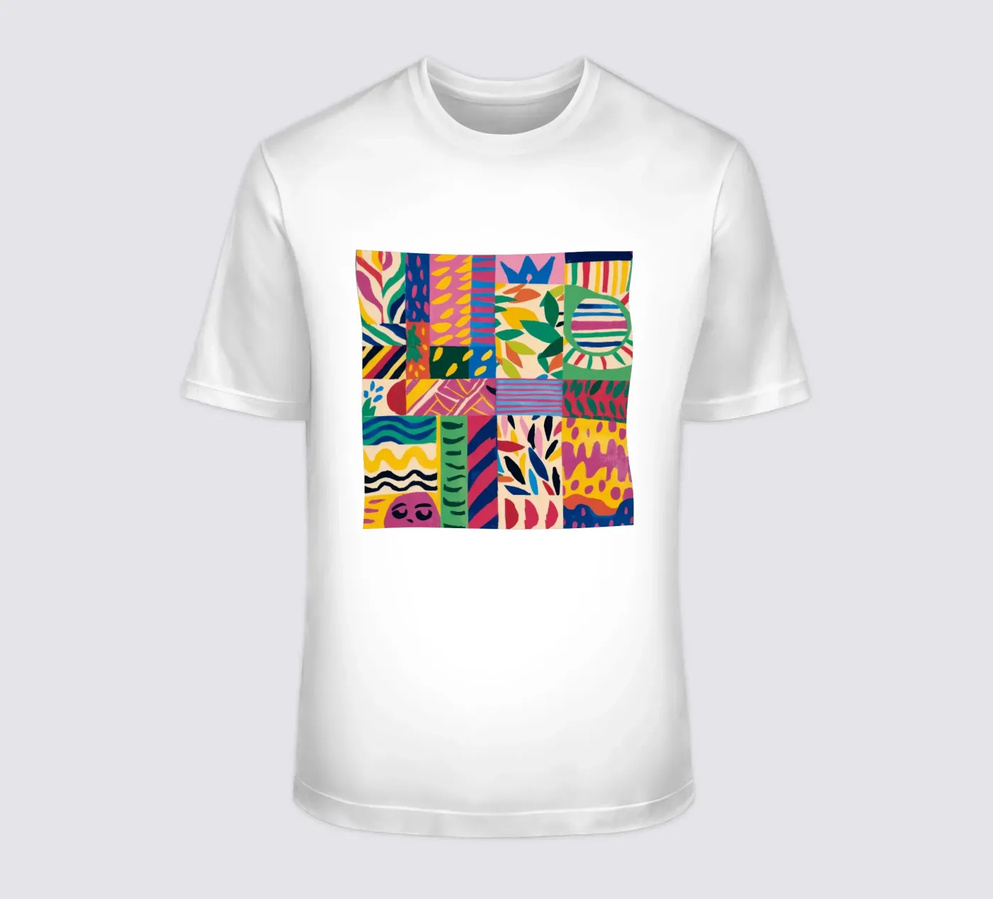 Fröhliches Muster Patchwork T-Shirt von Monuments Fire