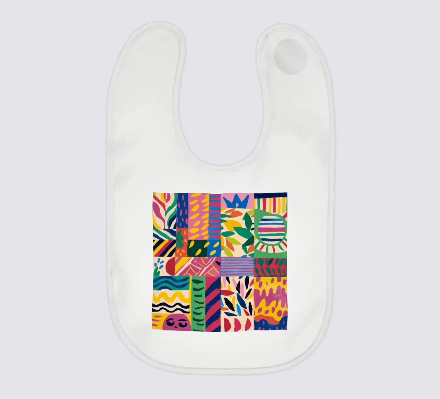 Joyful Pattern Patchwork baby bib by Monuments Fire