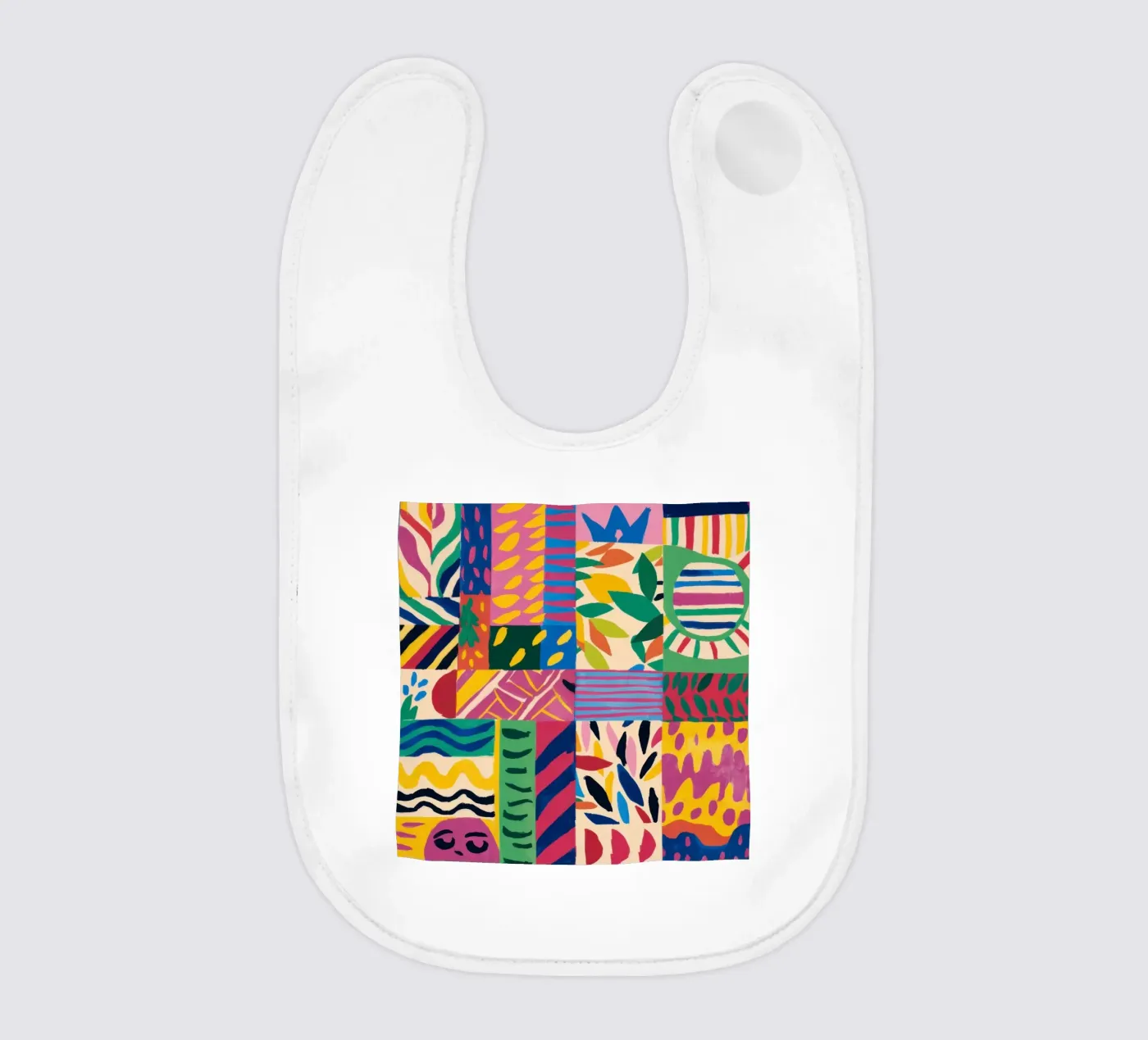 Joyful Pattern Patchwork baby bib by Monuments Fire