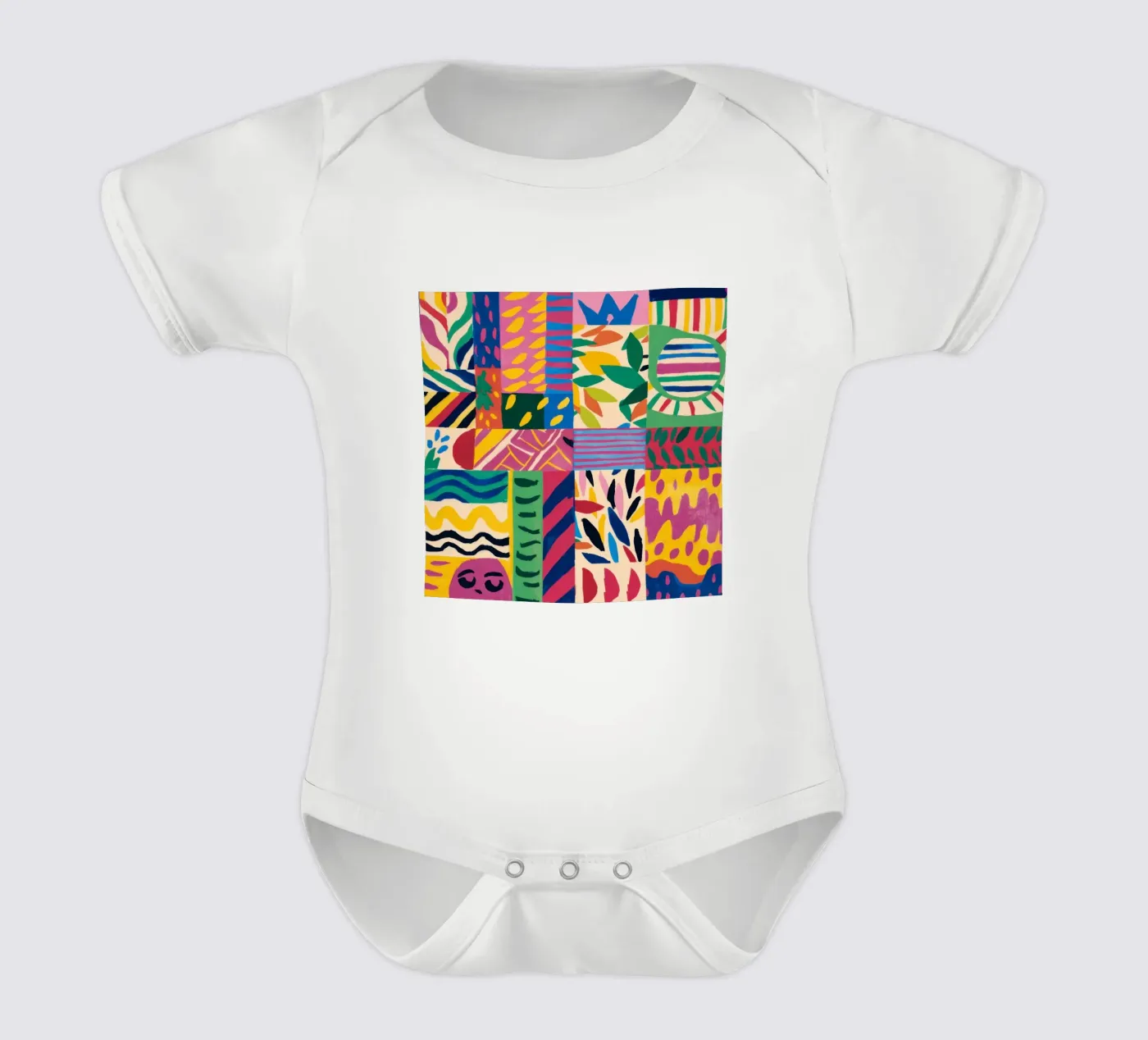 Joyful Pattern Patchwork Kurzarm Babybody von Monuments Fire
