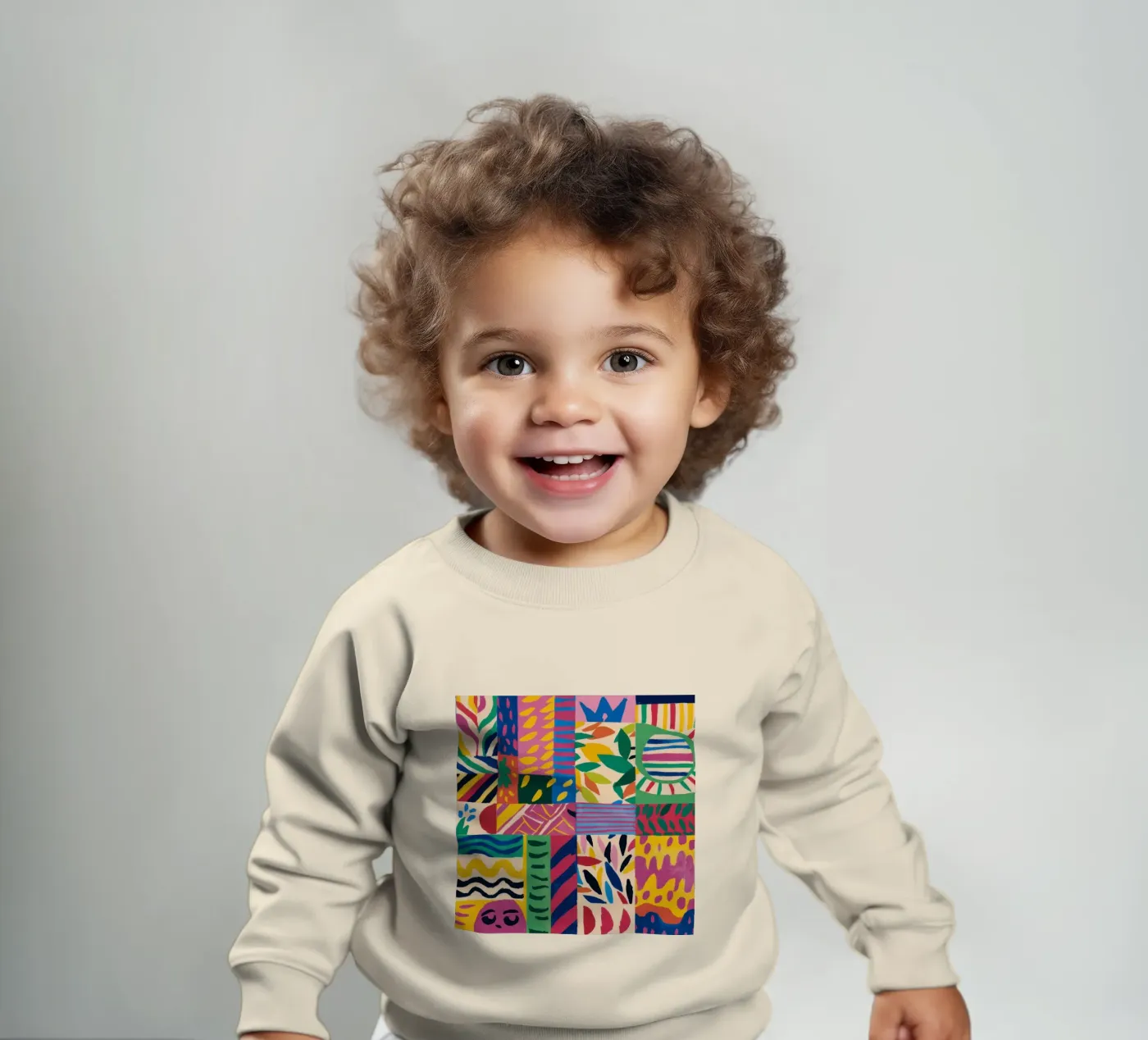 Joyful Pattern Patchwork baby sweatshirt by Monuments Fire