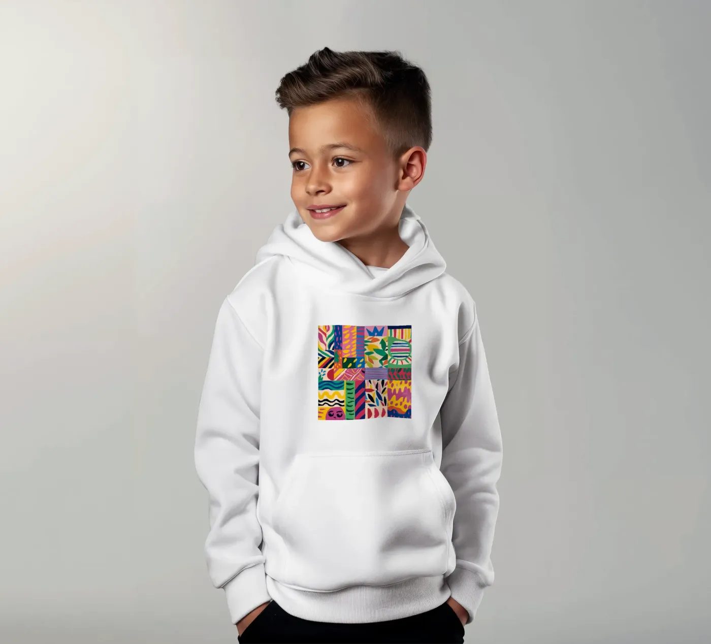 Joyful Pattern Patchwork kinder hoodie van Monuments Fire