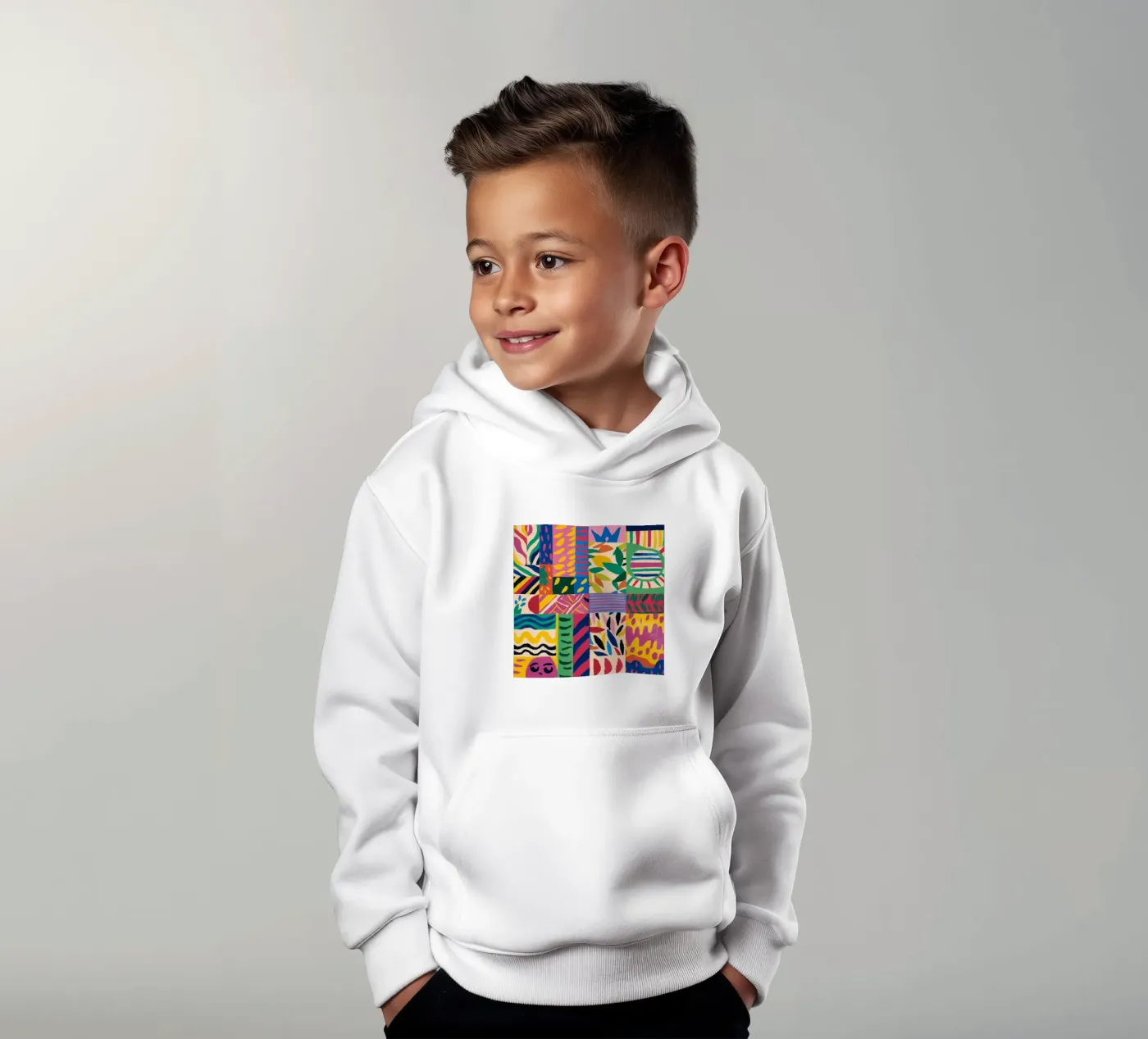 Joyful Pattern Patchwork kinder hoodie van Monuments Fire