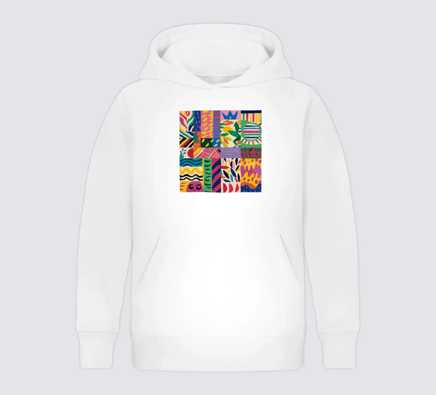 Joyful Pattern Patchwork kids hoodie by Monuments Fire