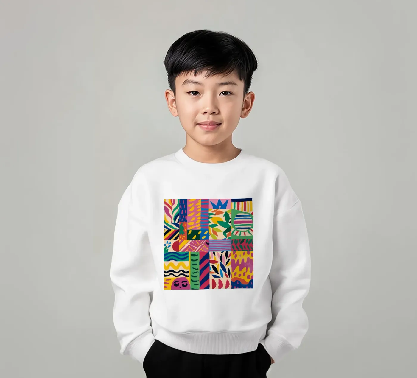 Patchwork à motifs joyeux sweat enfant de Monuments Fire