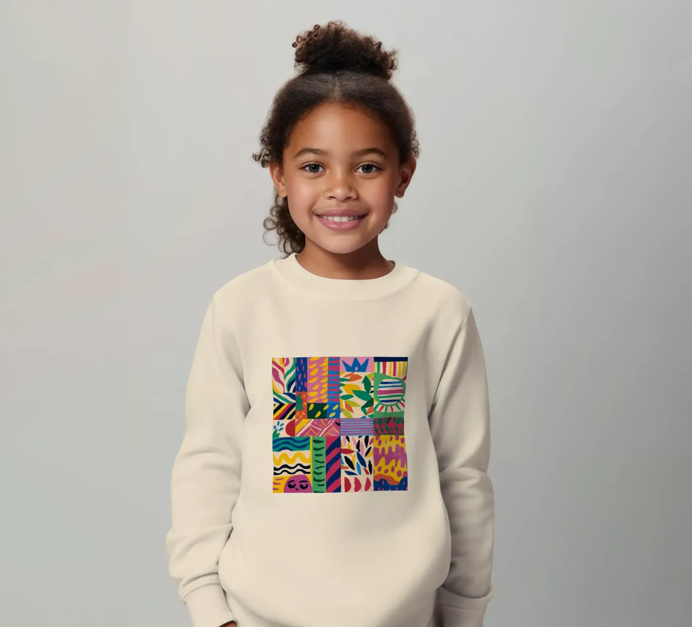 Patchwork à motifs joyeux sweat enfant de Monuments Fire