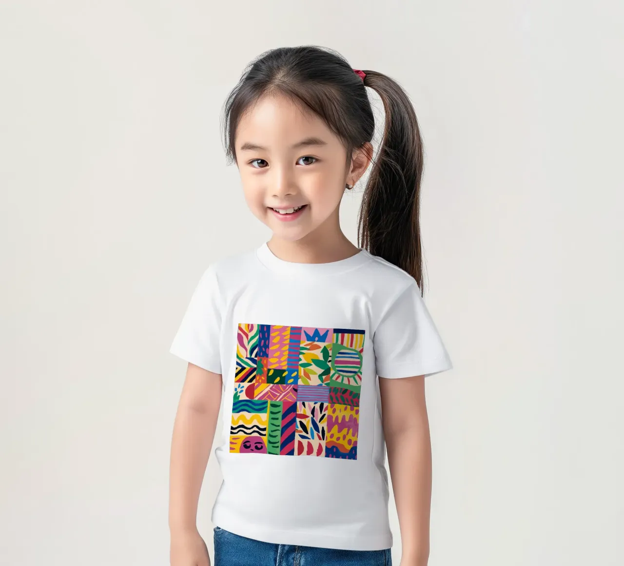 Joyful Pattern Patchwork kids t-shirt by Monuments Fire