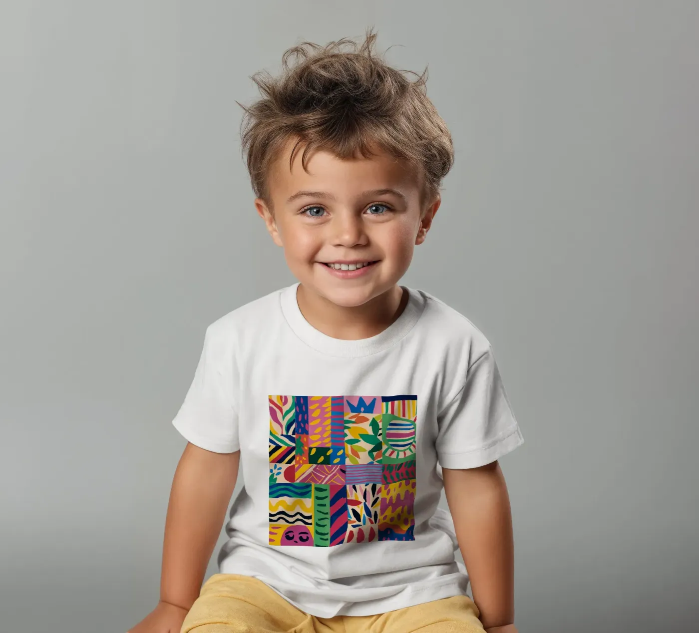 Pattern patchwork gioioso t-shirt bambini da Monuments Fire