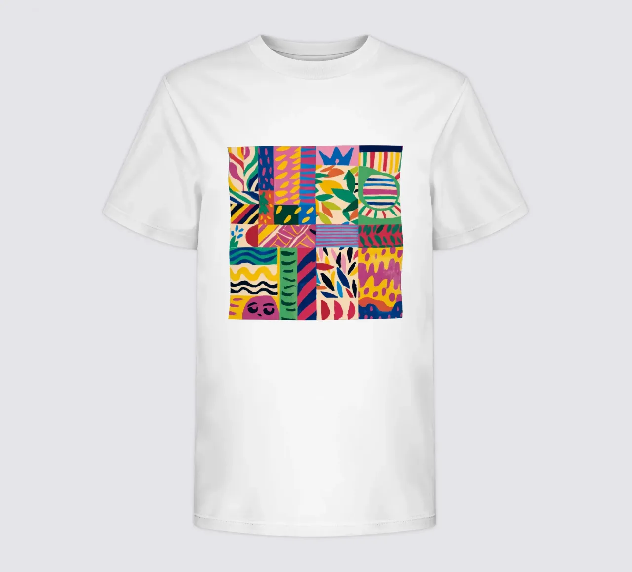 Joyful Pattern Patchwork kids t-shirt by Monuments Fire