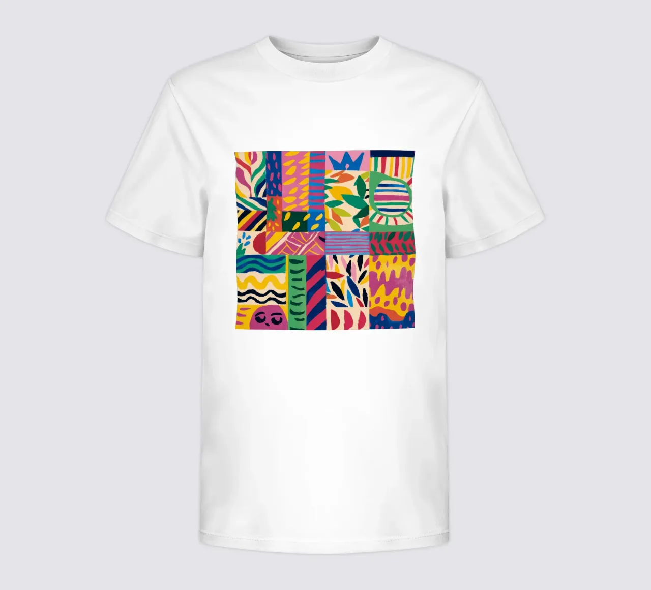 Joyful Pattern Patchwork kids t-shirt by Monuments Fire