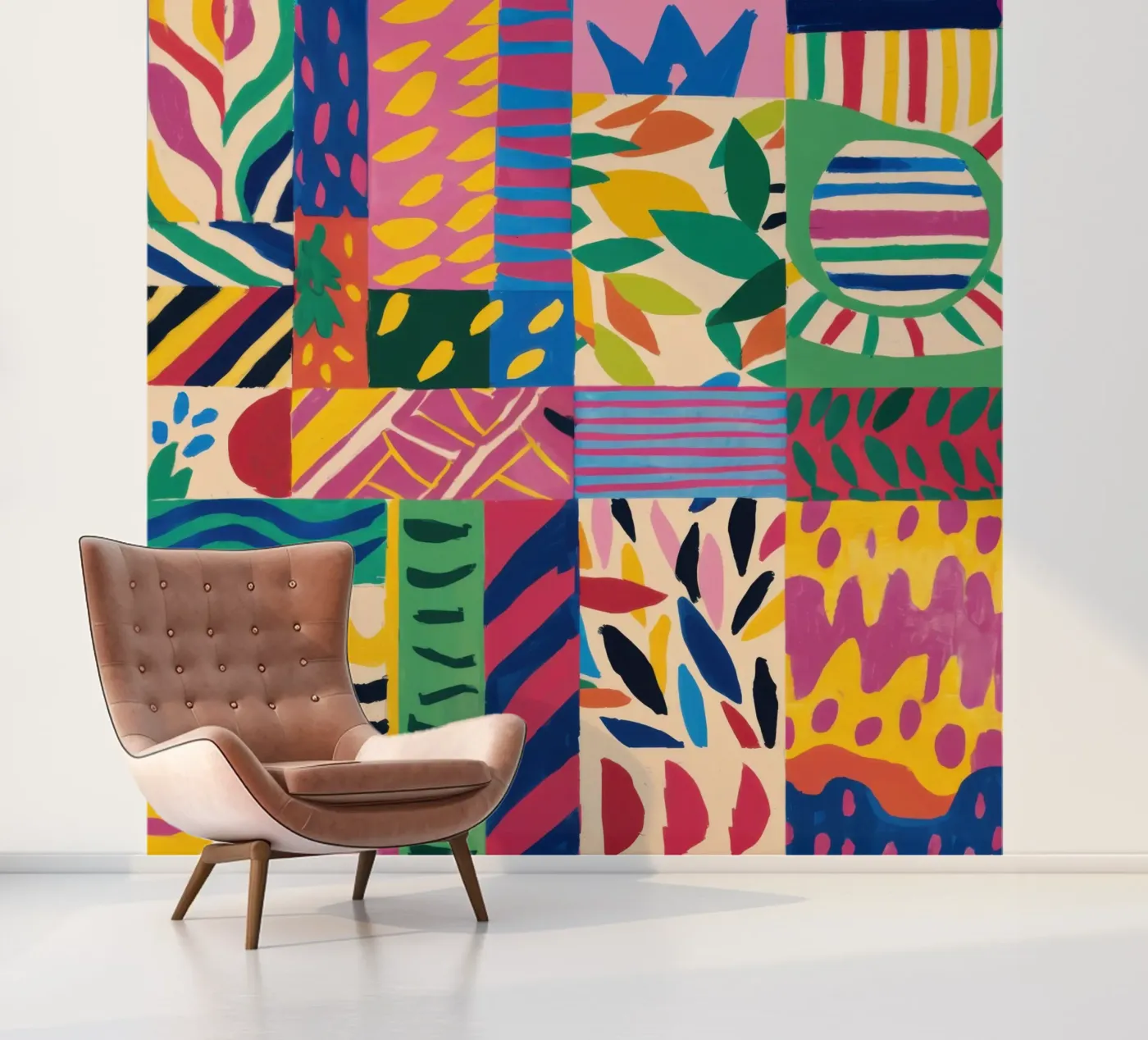 Joyful Pattern Patchwork fotobehang van Monuments Fire