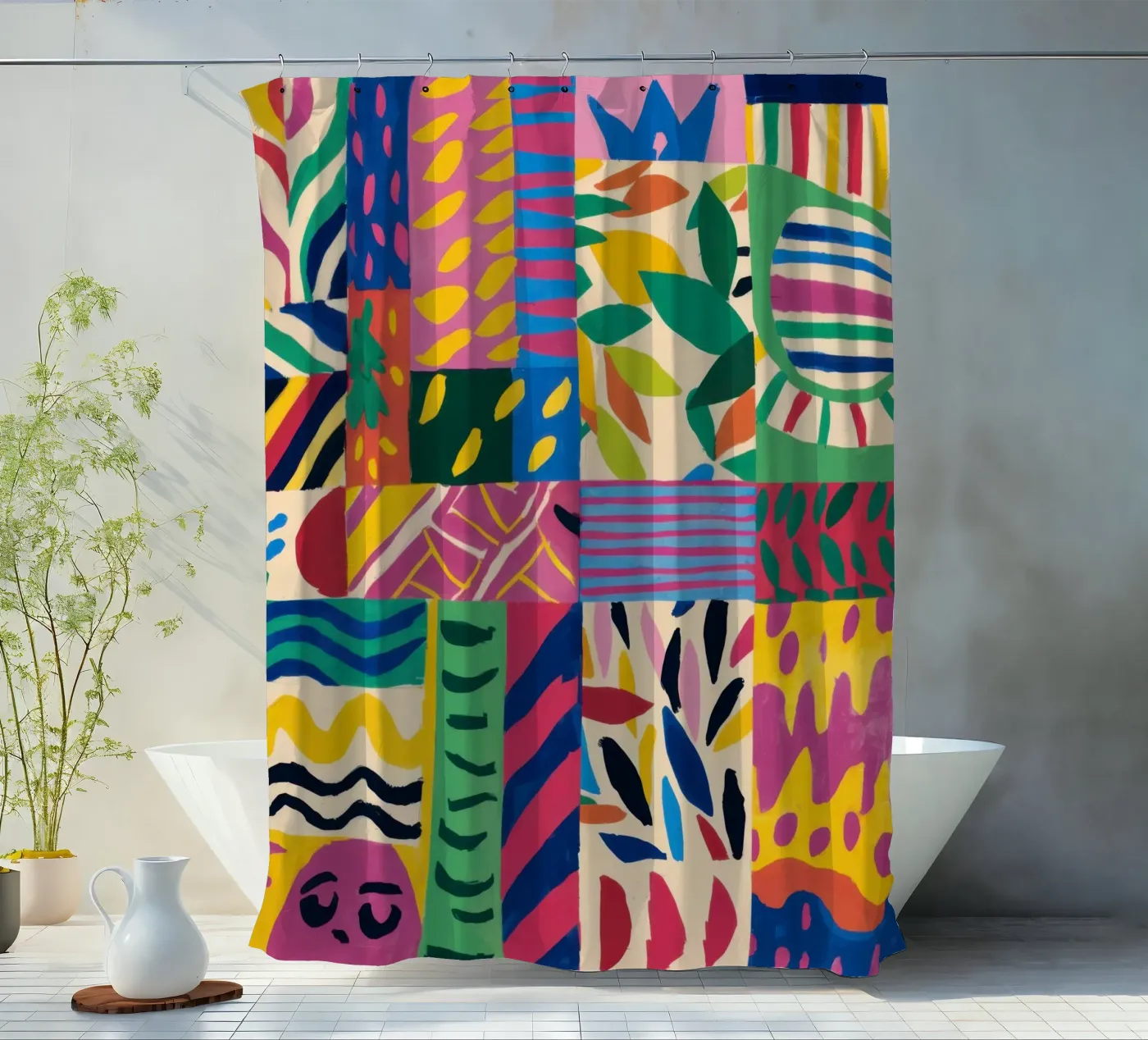 Pattern patchwork gioioso tenda da doccia da Monuments Fire