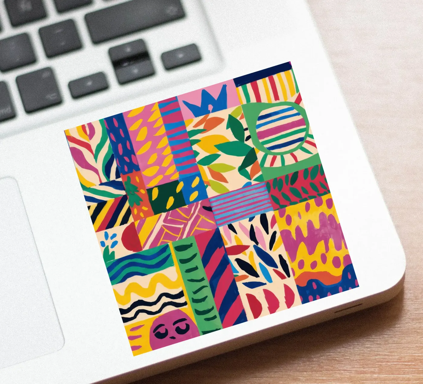 Vrolijk patroon patchwork sticker van Monuments Fire