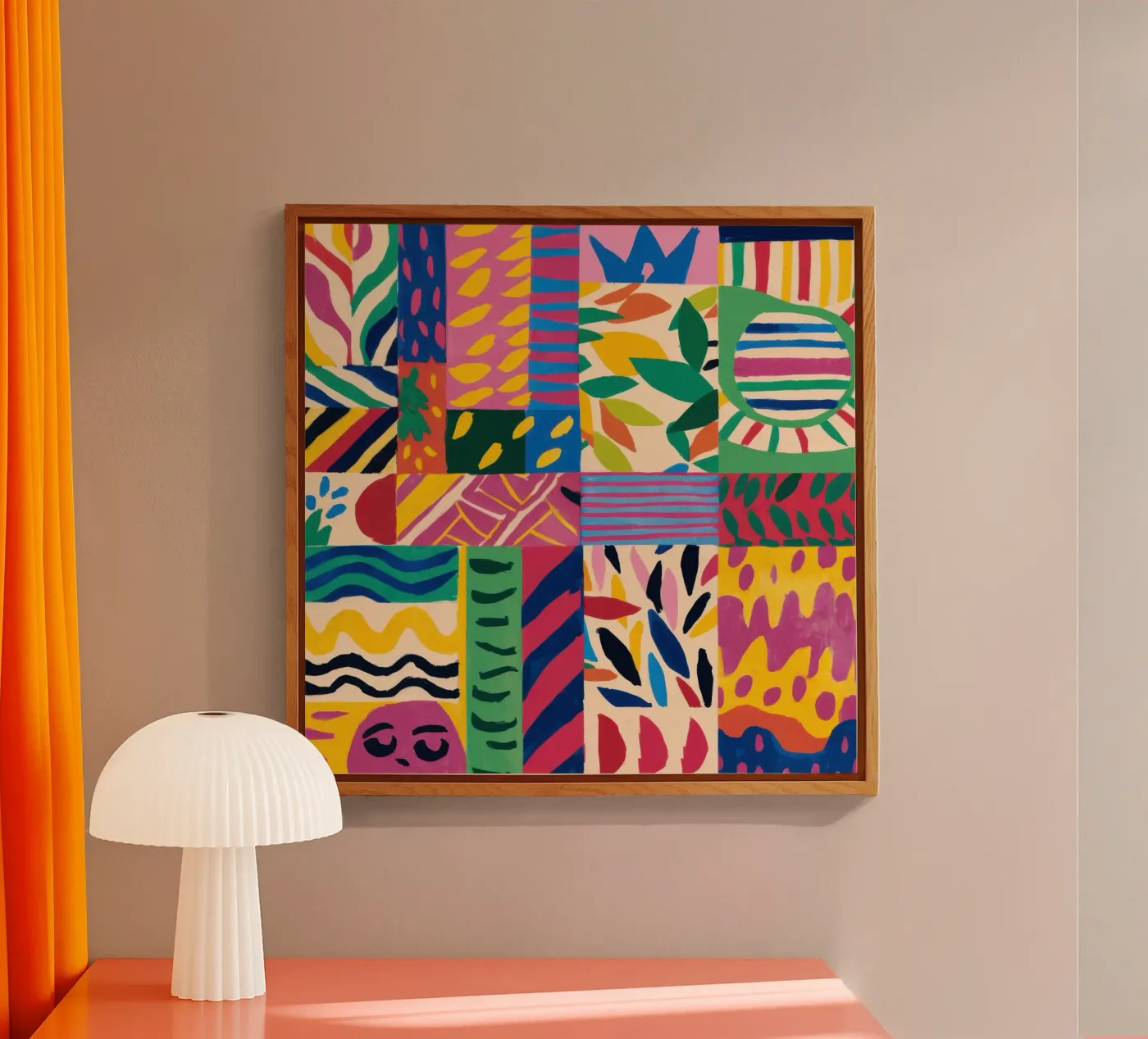 Vrolijk patroon patchwork acryl van Monuments Fire