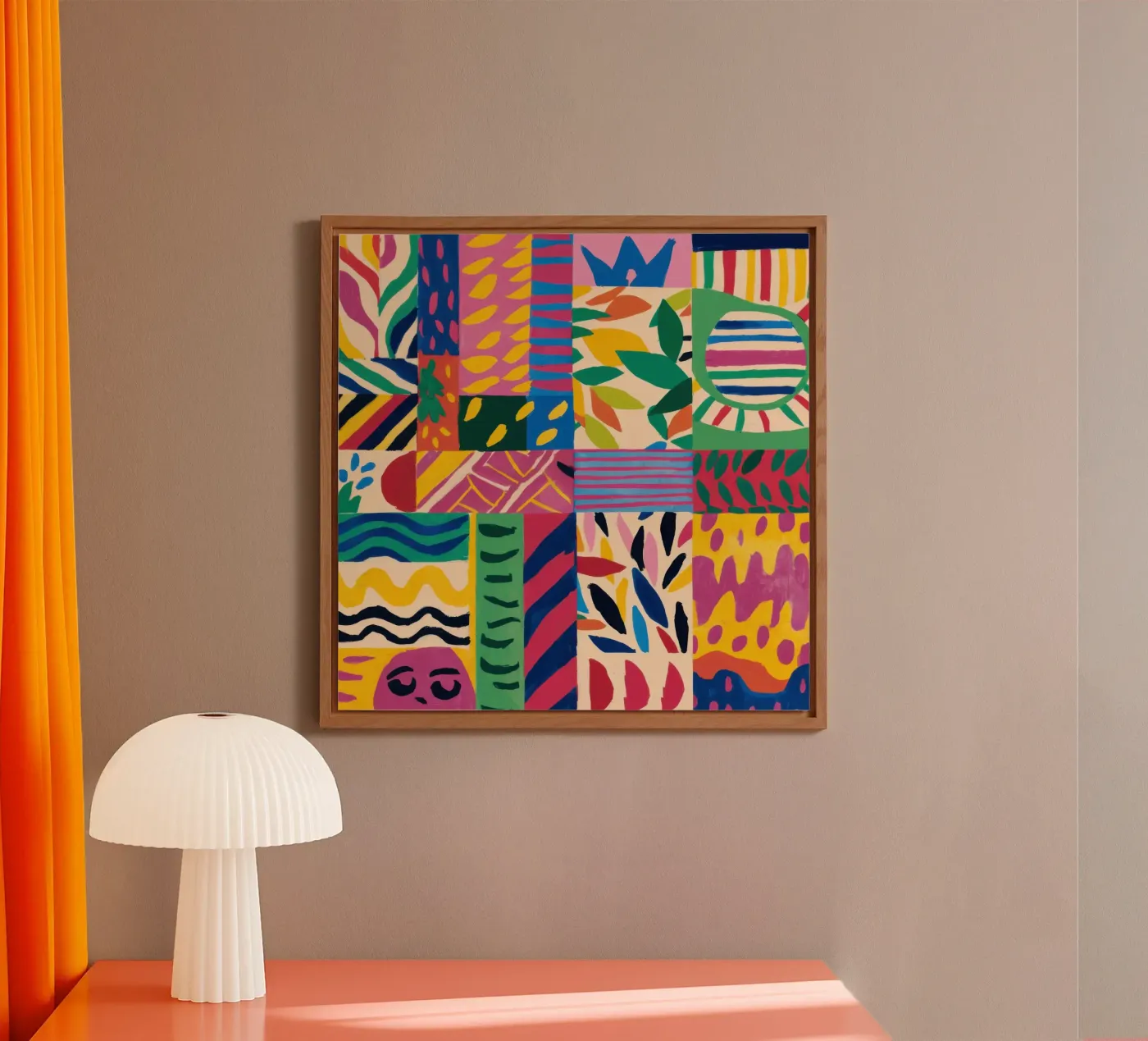 Vrolijk patroon patchwork aluminium-dibond van Monuments Fire