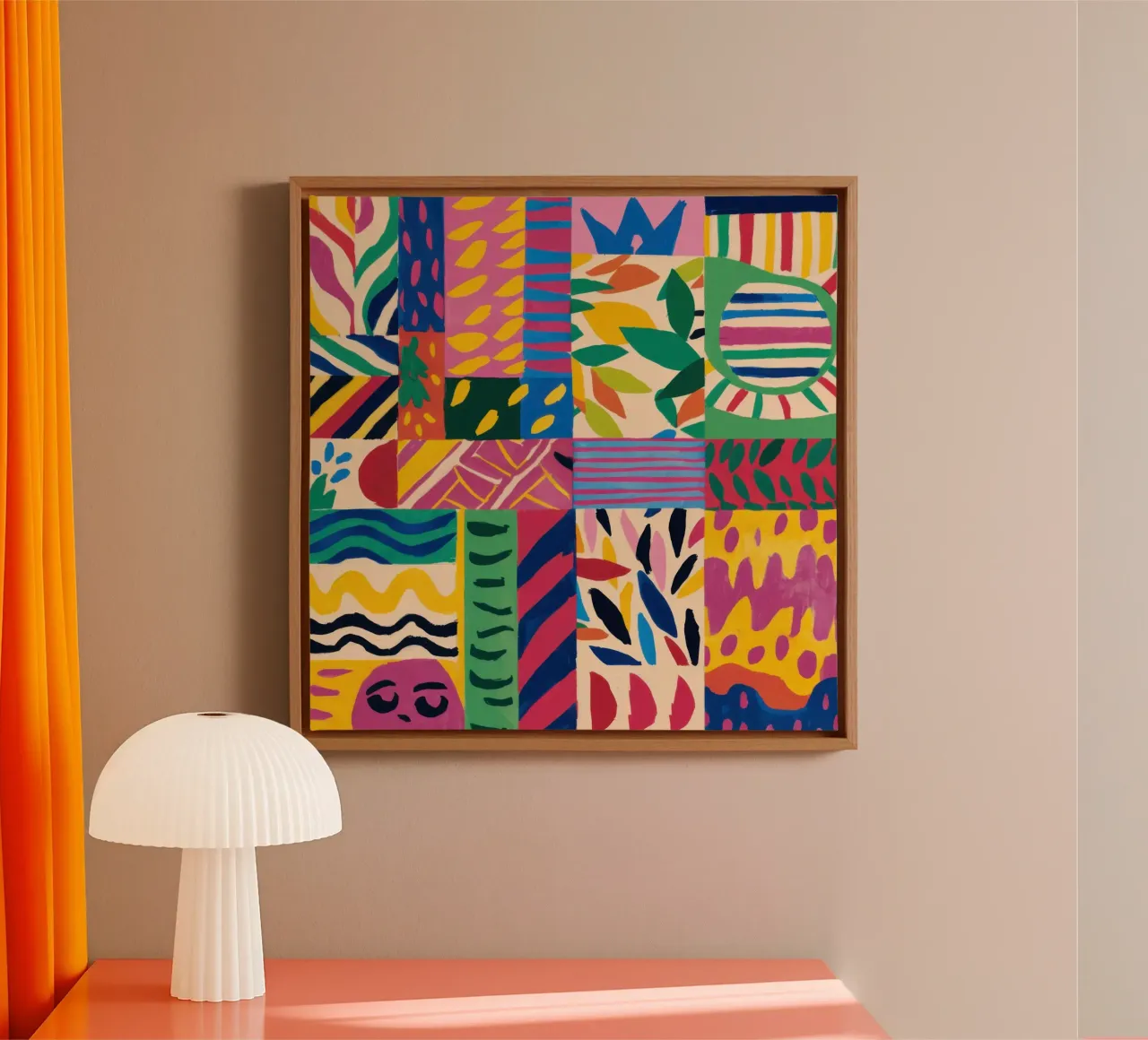 Vrolijk patroon patchwork canvas van Monuments Fire