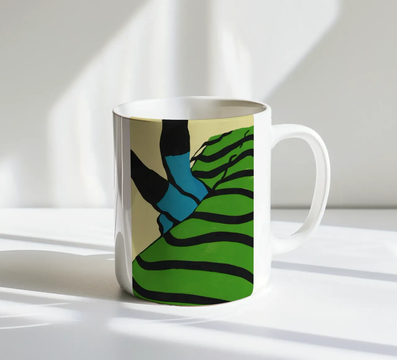Verdant Stripe Abstraction keramische mok van Giant Foxs