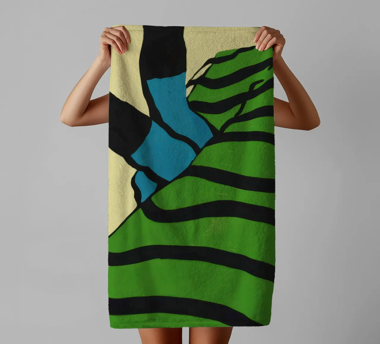 Verdant Stripe Abstraction badhanddoek van Giant Foxs