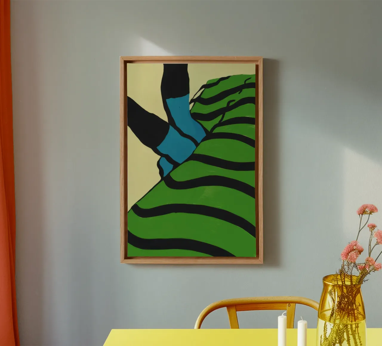 Verdant Stripe Abstraction canvas van Giant Foxs
