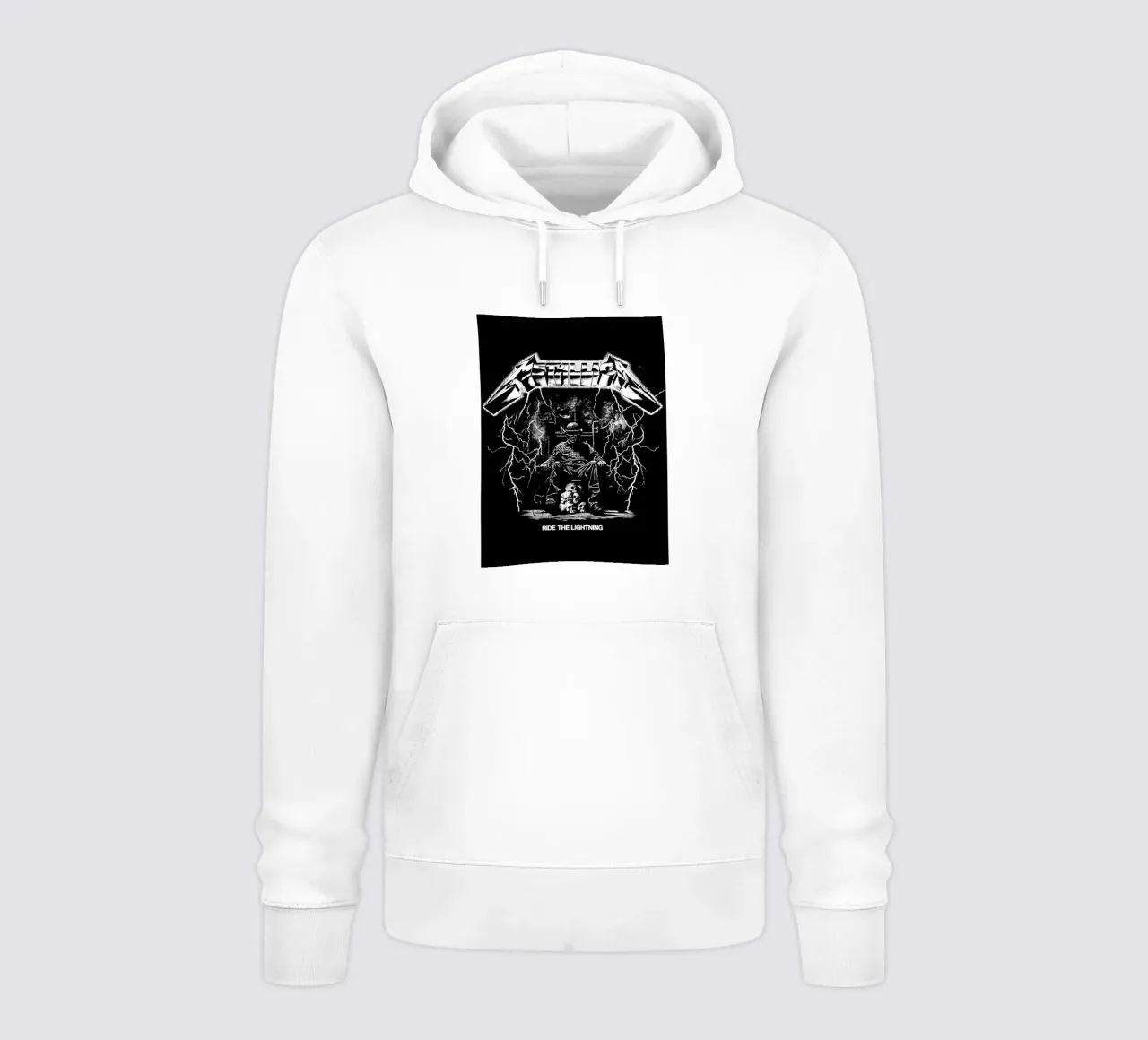 Ride The Lightning metallichead in bianco e nero felpa con cappuccio da music soul