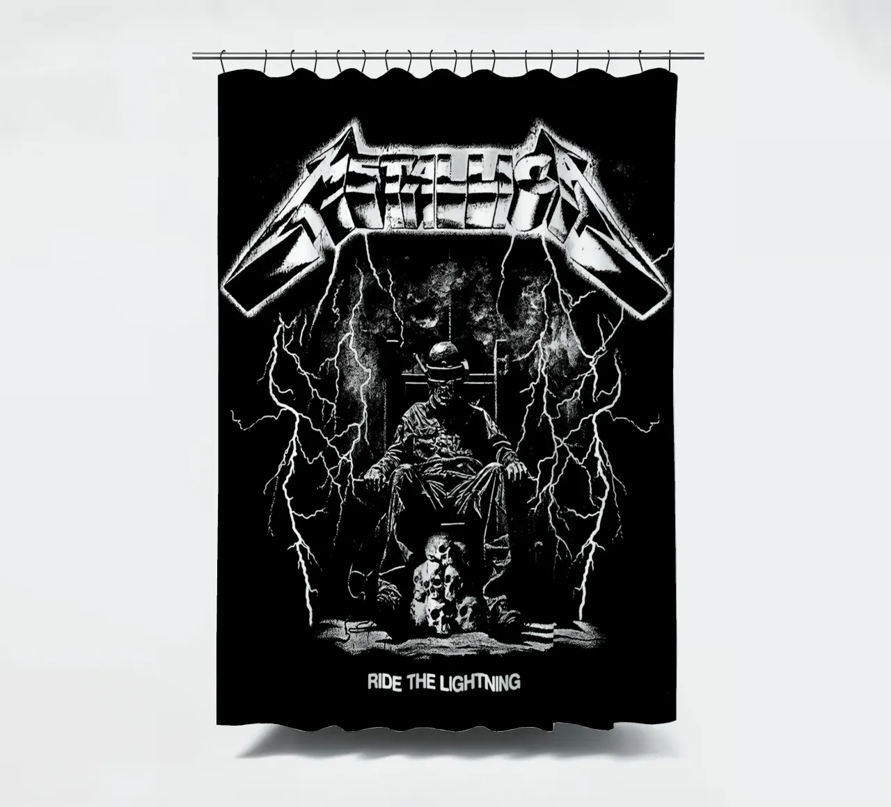 Ride The Lightning metallichead in bianco e nero tenda da doccia da music soul