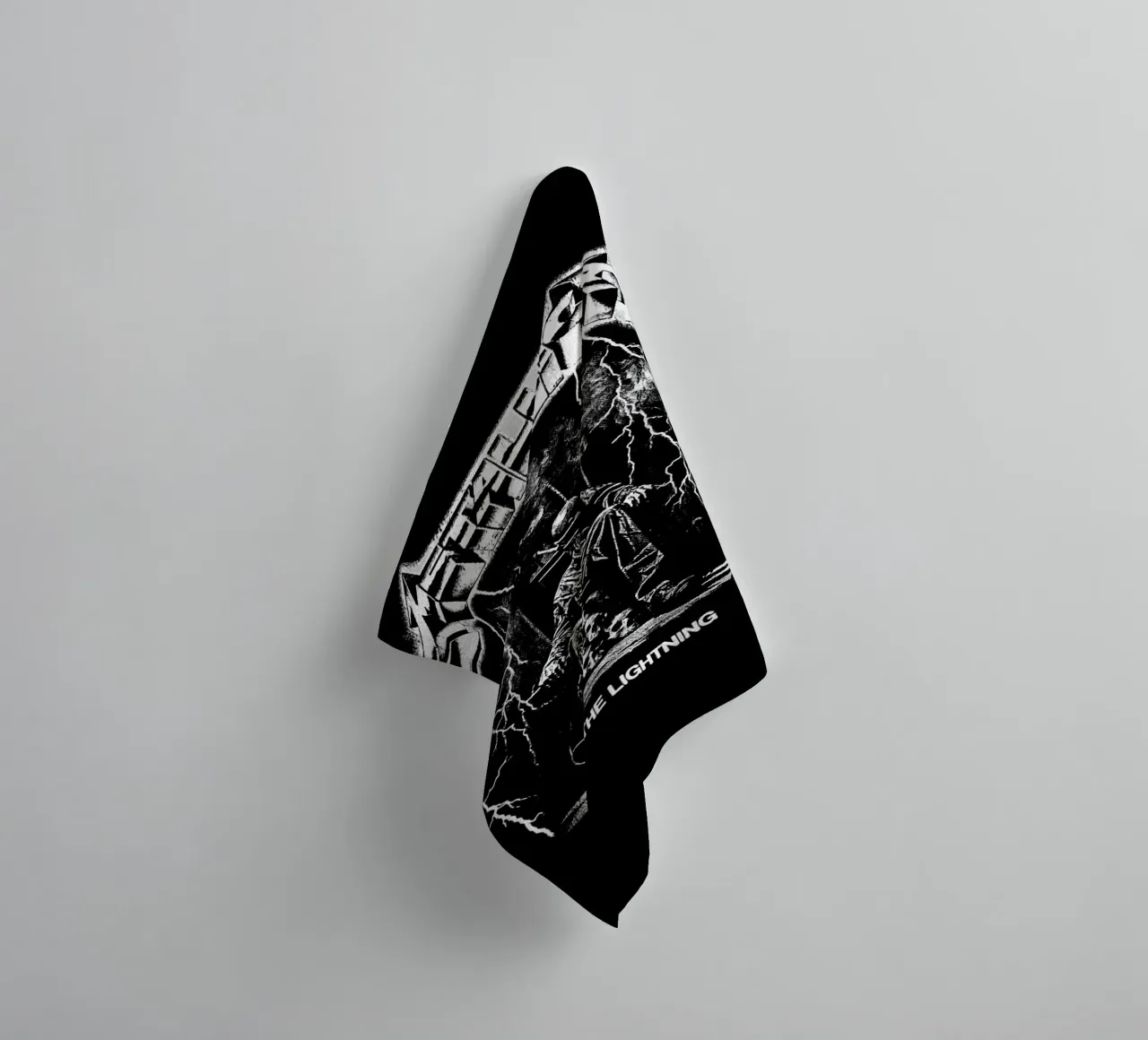 Ride The Lightning metallichead in bianco e nero asciugamano da bagno da music soul