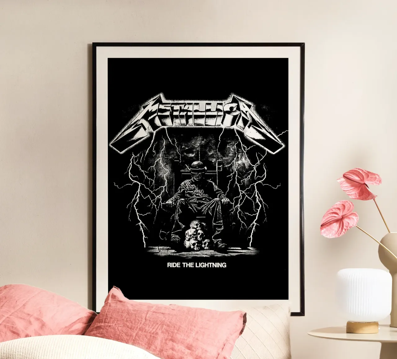 Ride The Lightning metallichead in bianco e nero carta hahnemühle da music soul