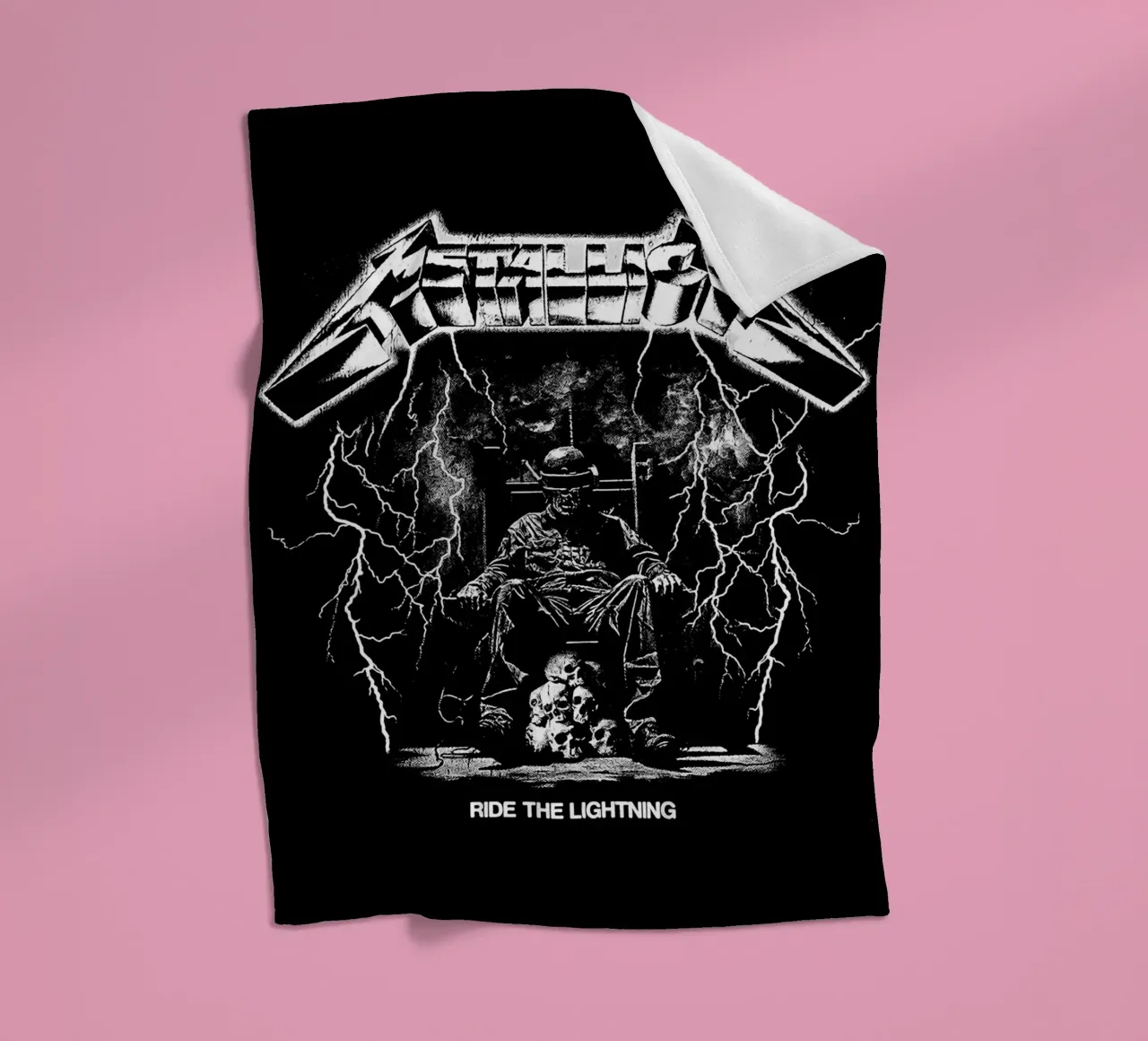 Ride The Lightning metallichead in bianco e nero coperta in pile da music soul
