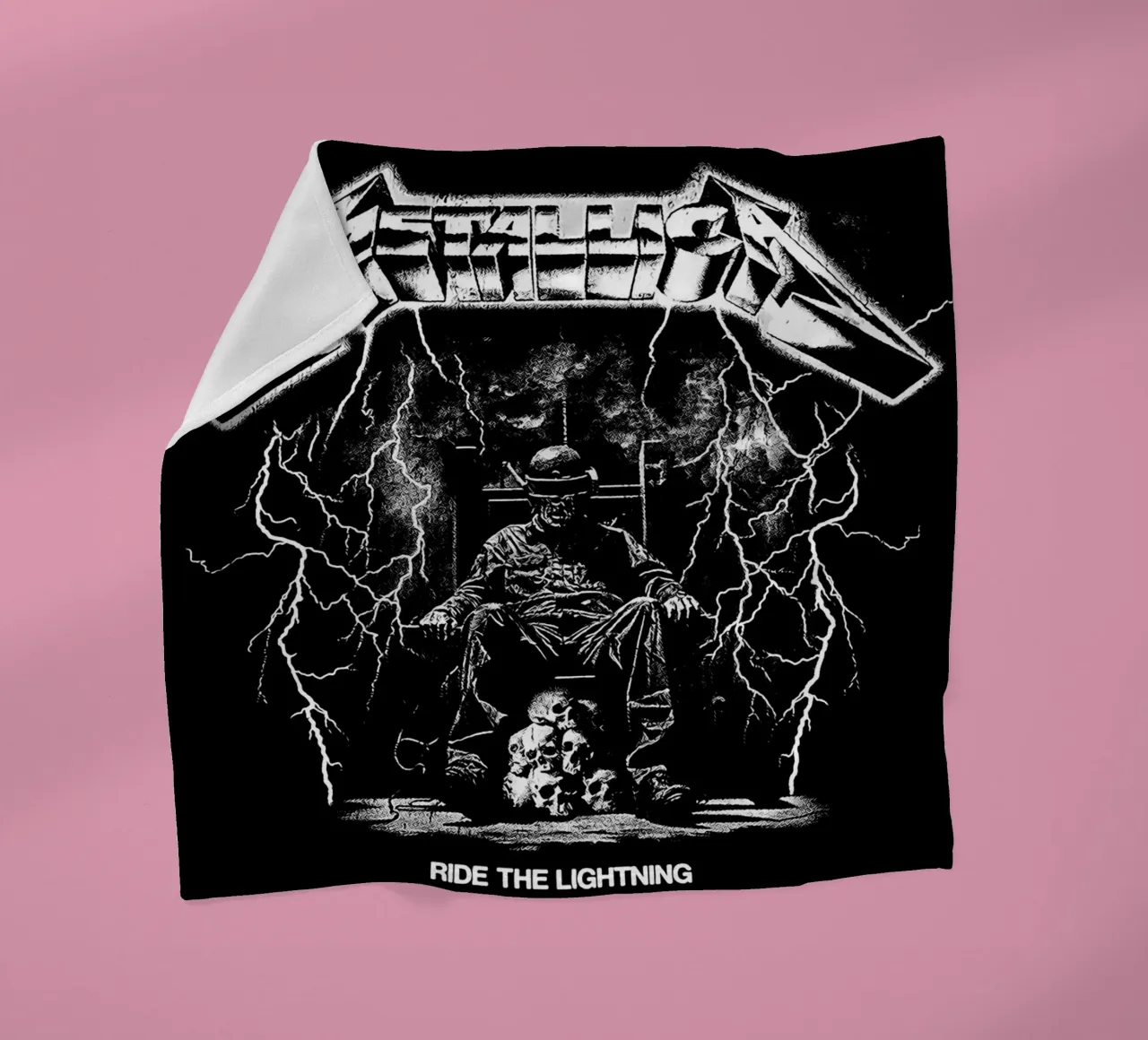 Ride The Lightning metallichead in bianco e nero coperta in pile da music soul
