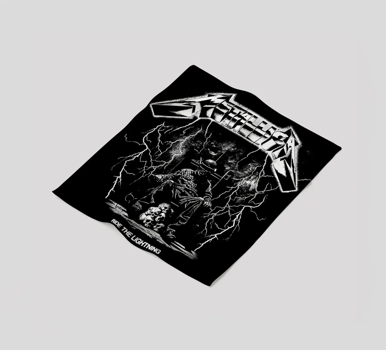 Ride The Lightning metallichead in bianco e nero coperta in pile da music soul