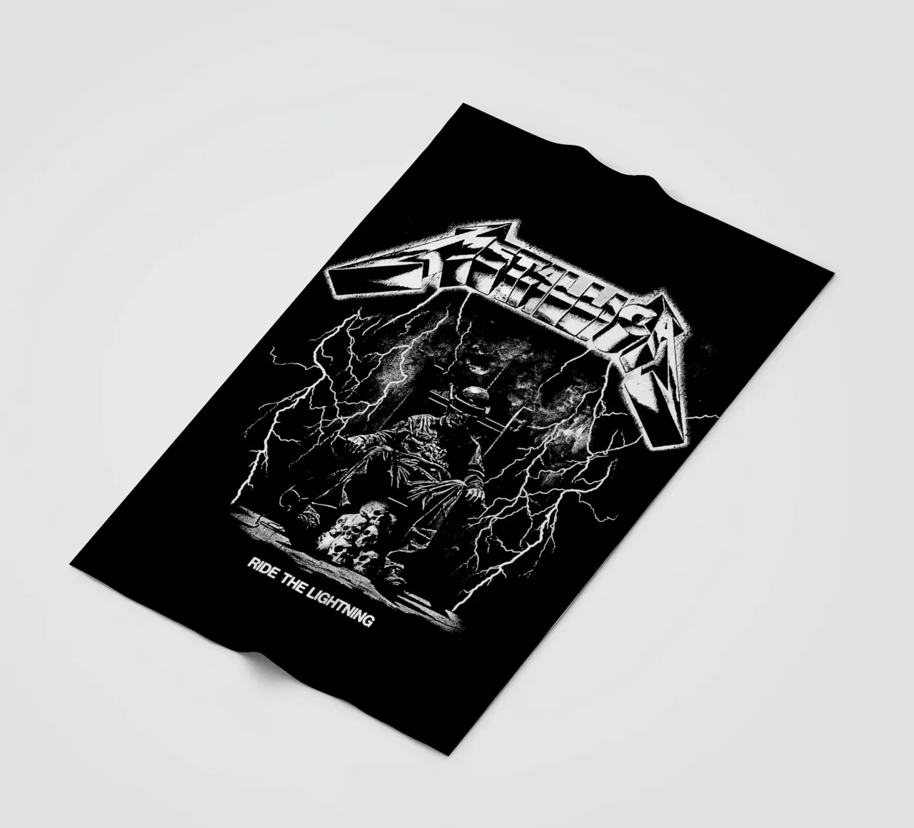 Ride The Lightning metallichead in bianco e nero coperta in pile da music soul