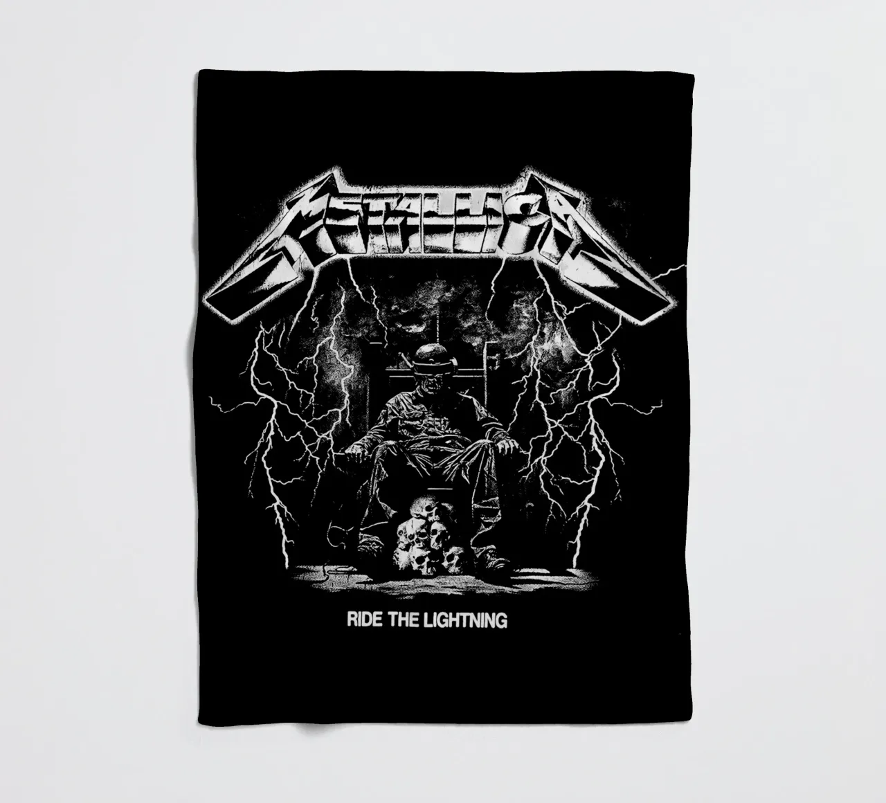 Ride The Lightning metallichead in bianco e nero coperta in pile da music soul