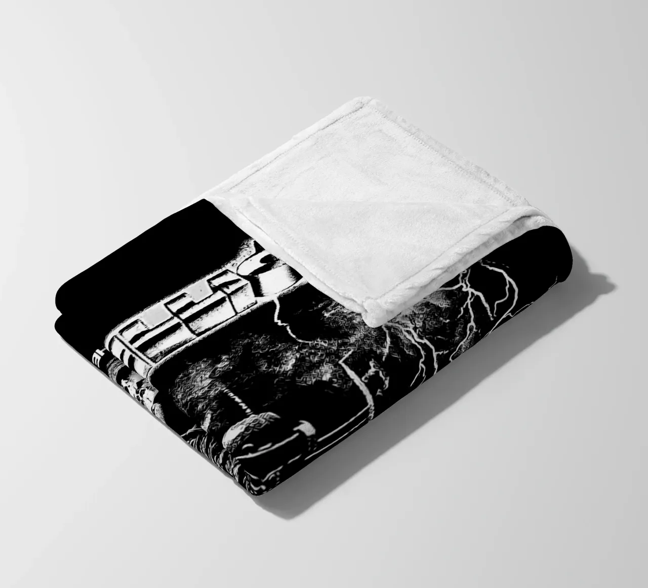Ride The Lightning metallichead in bianco e nero coperta in pile da music soul