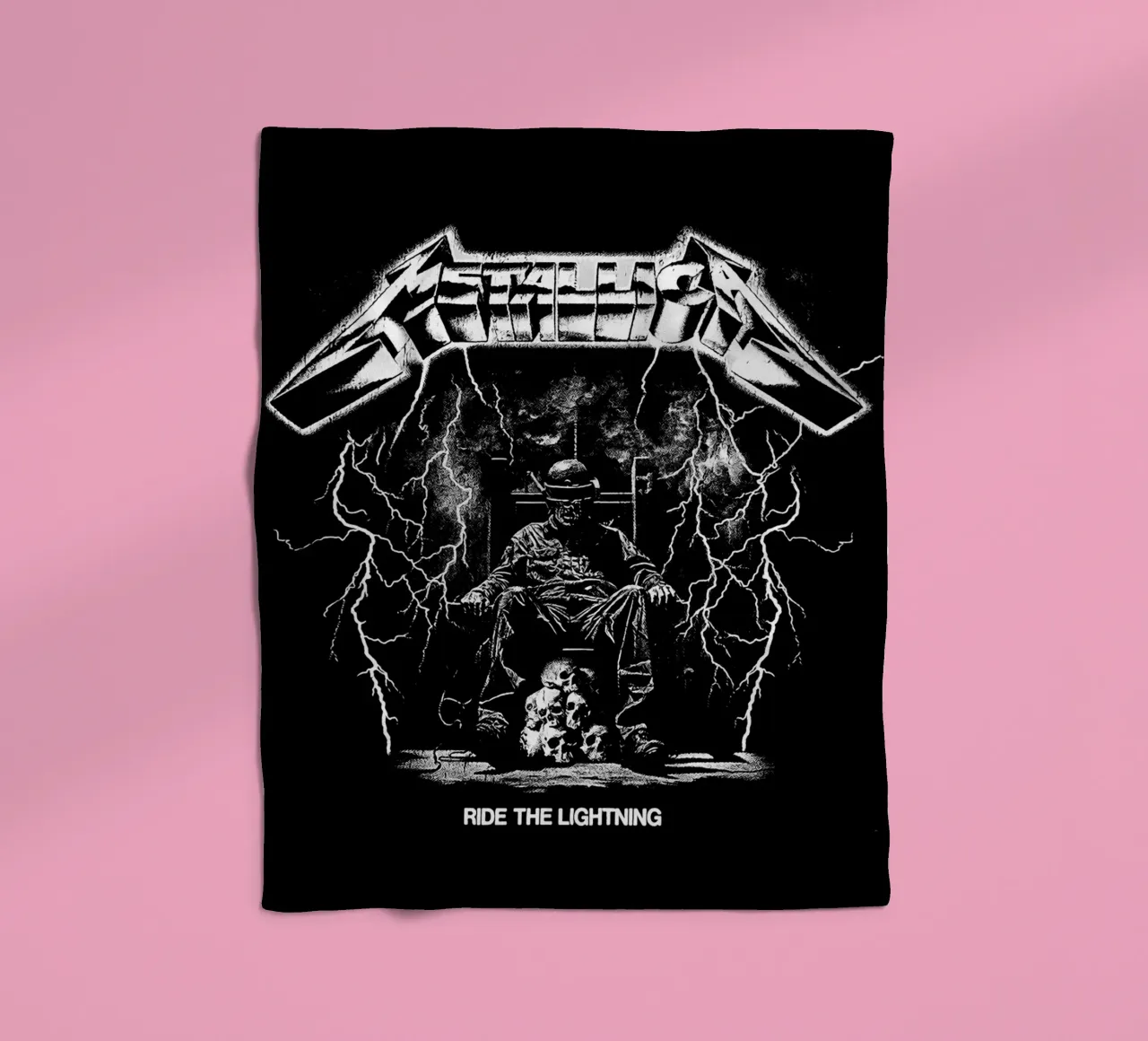 Ride The Lightning metallichead in bianco e nero coperta in pile da music soul