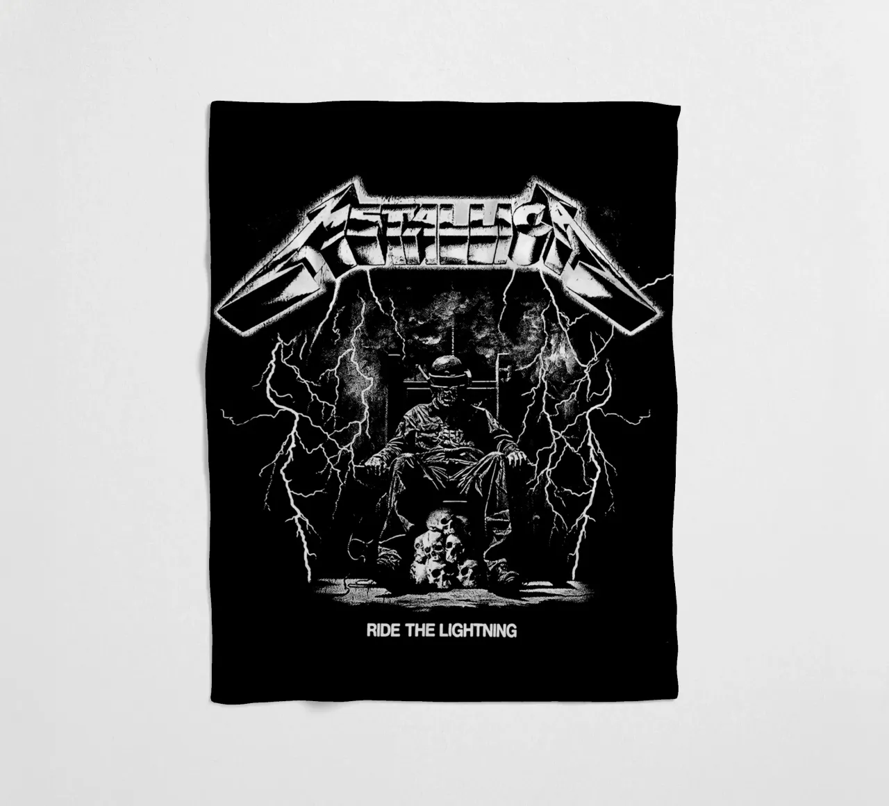 Ride The Lightning metallichead in bianco e nero coperta in pile da music soul