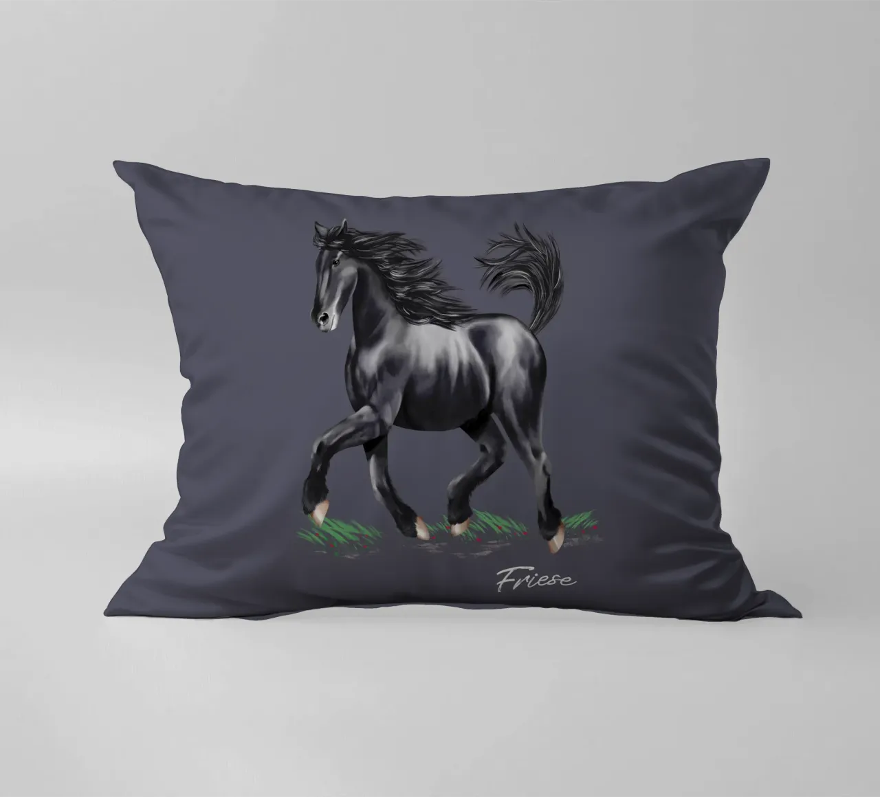 Cavallo frisone cuscino da Moonlit Illustrations