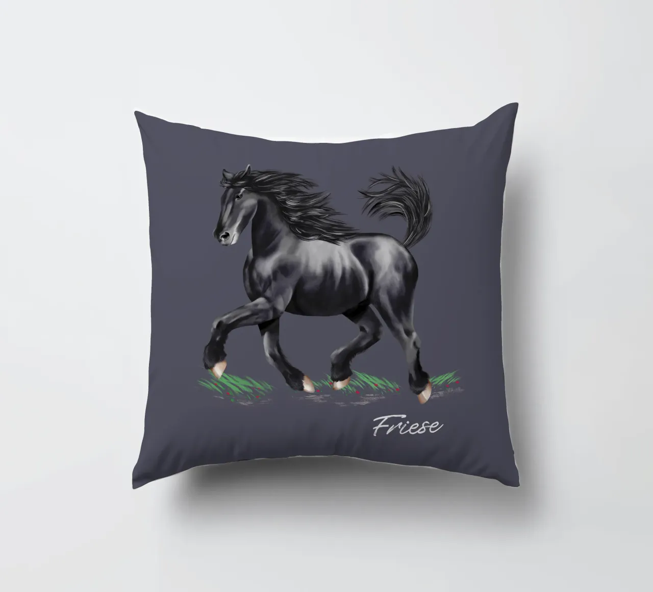 Cavallo frisone cuscino da Moonlit Illustrations
