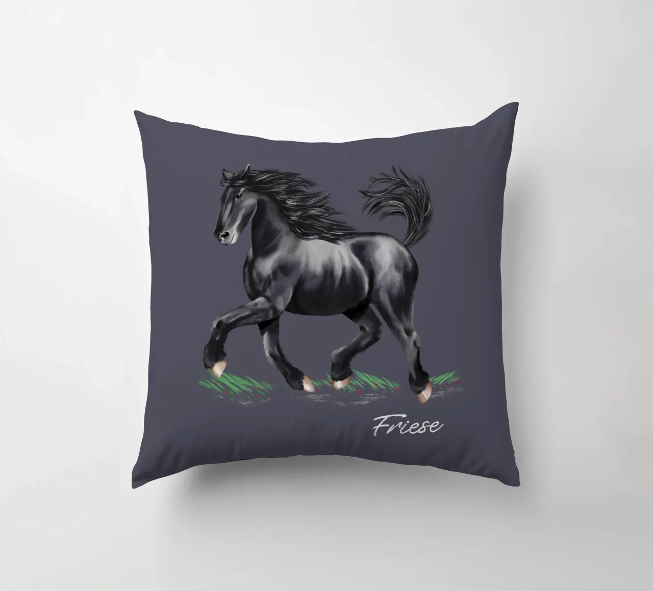 Cavallo frisone cuscino da Moonlit Illustrations