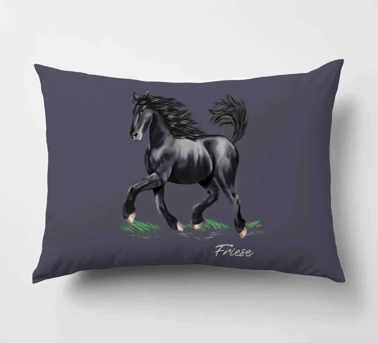 Cavallo frisone cuscino da Moonlit Illustrations