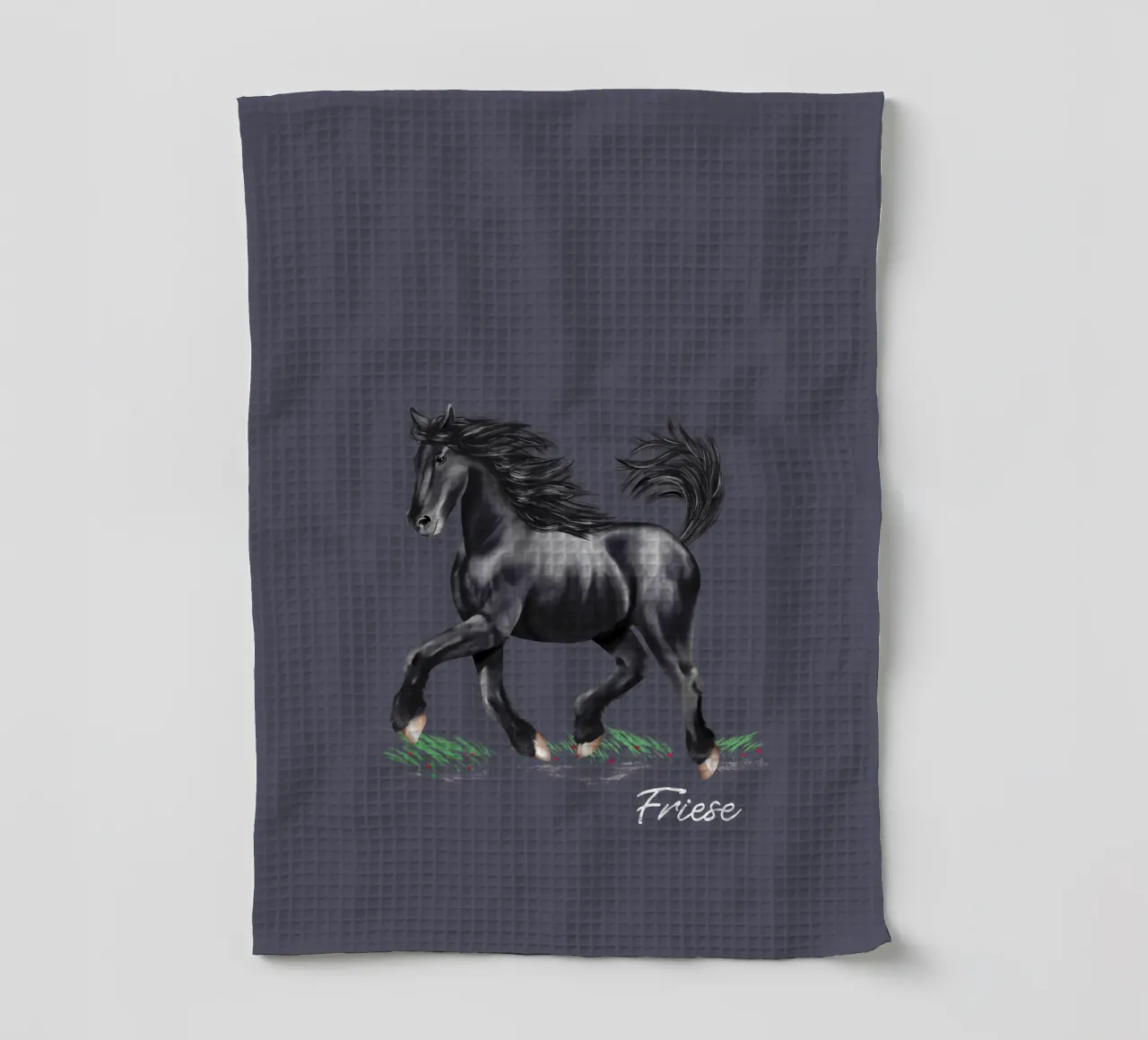 Friesian horse tea towel by Moonlit Illustrations