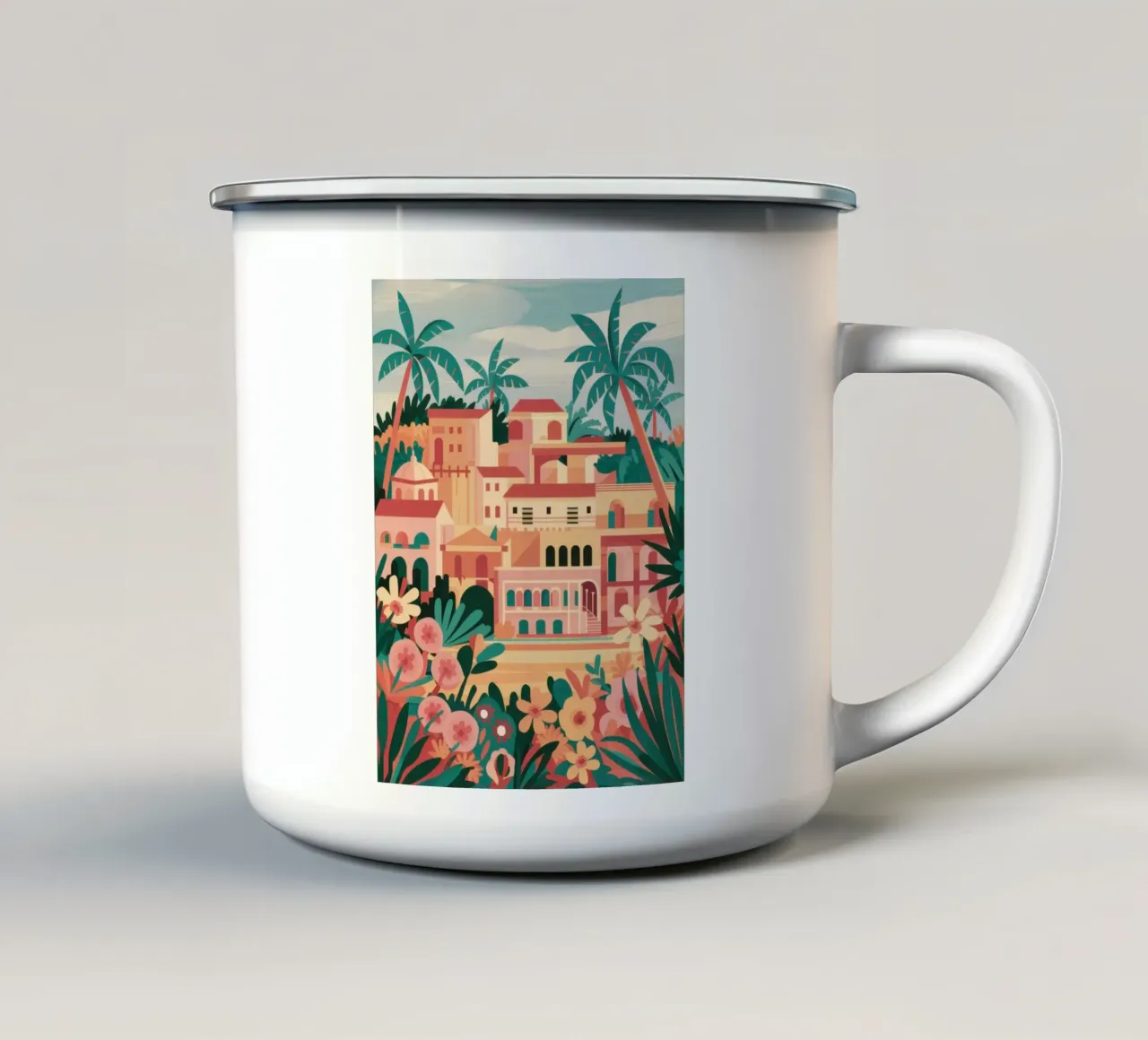Torta del Villaggio Hillside tazza in smalto da Ink Pulse