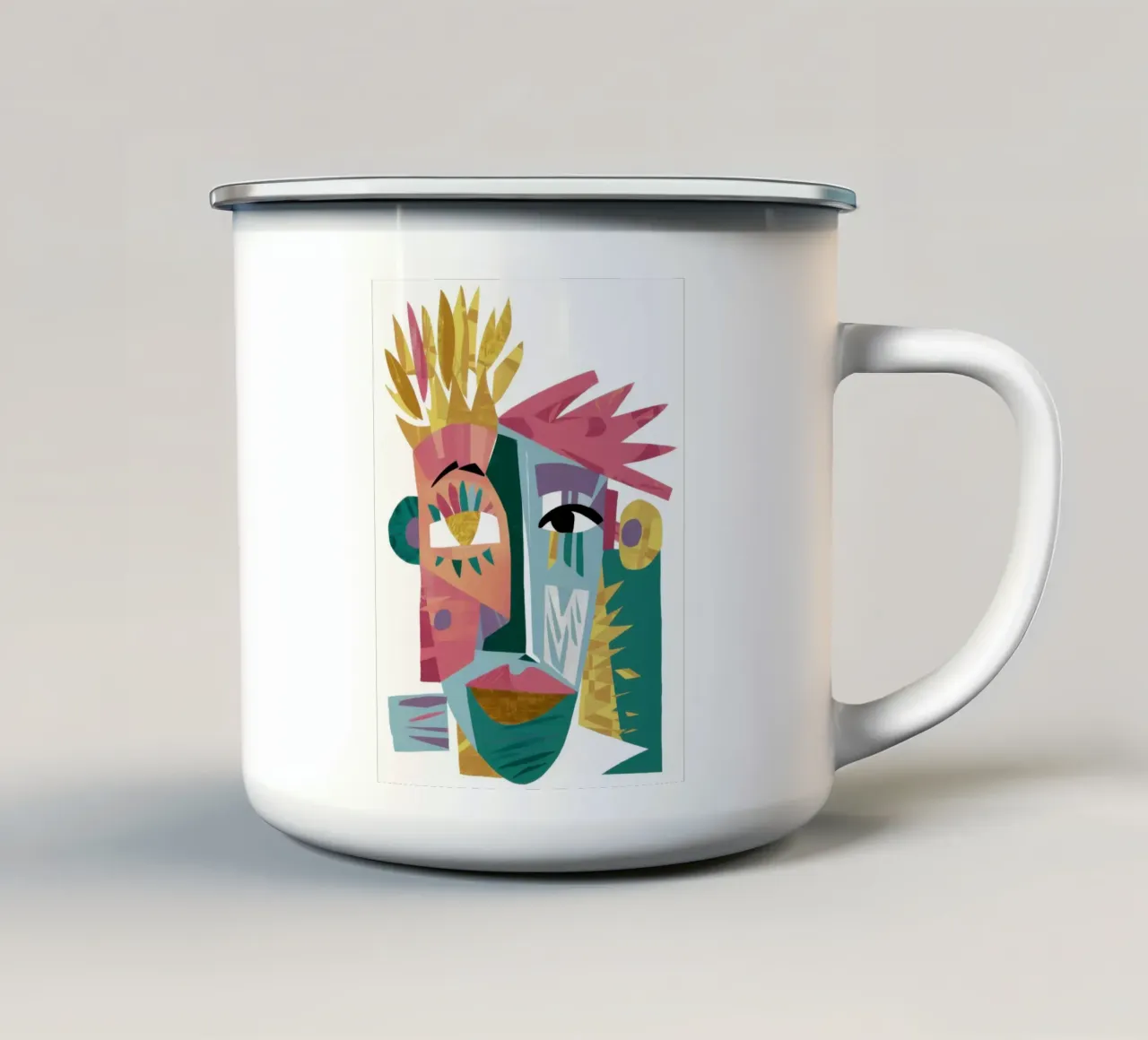 Totem vivido cubista tazza in smalto da Dream Gesso