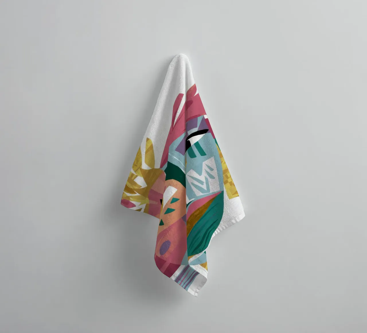 Kubistische levendige totem badhanddoek van Dream Gesso