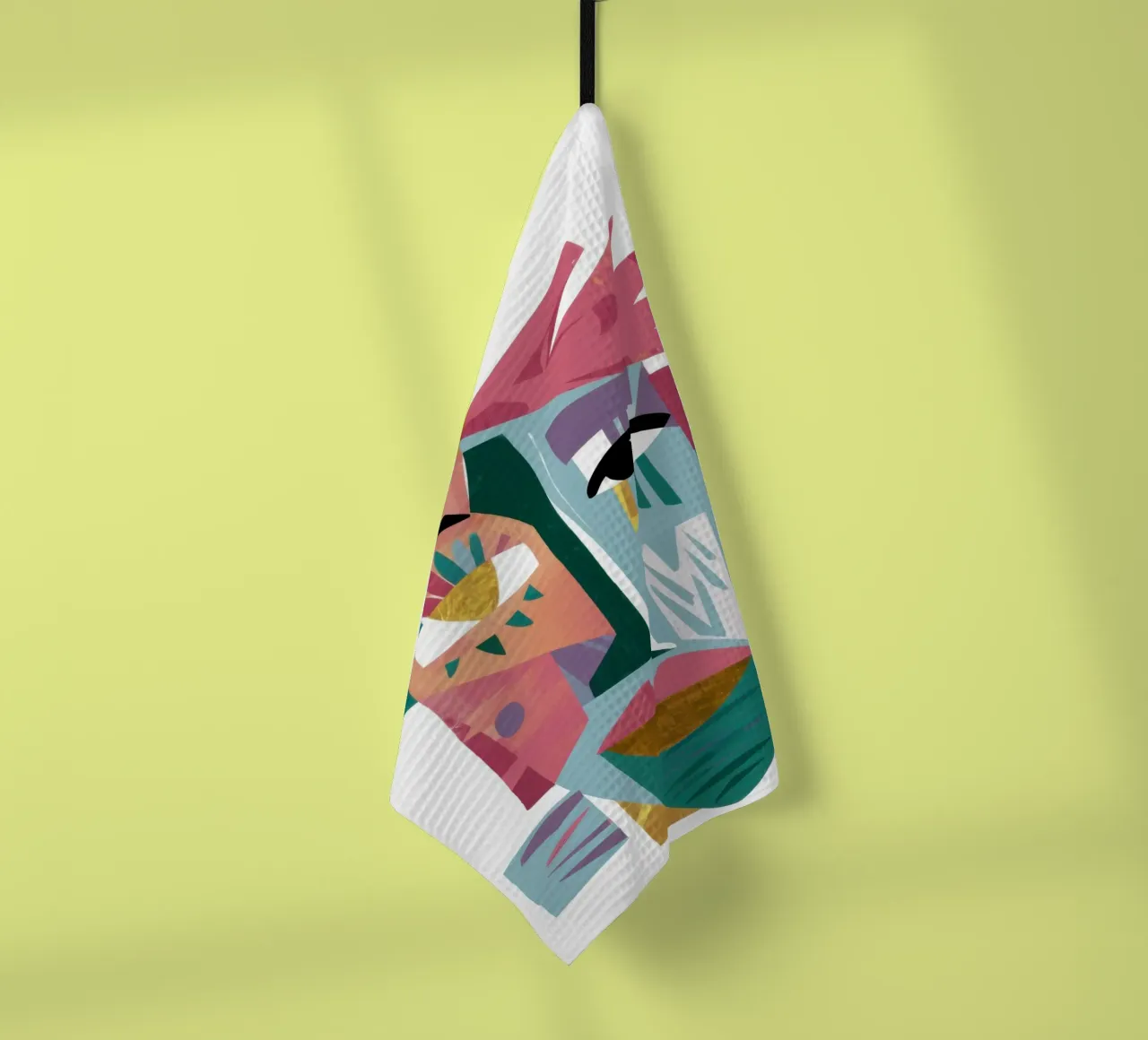 Cubist Vivid Totem tea towel by Dream Gesso