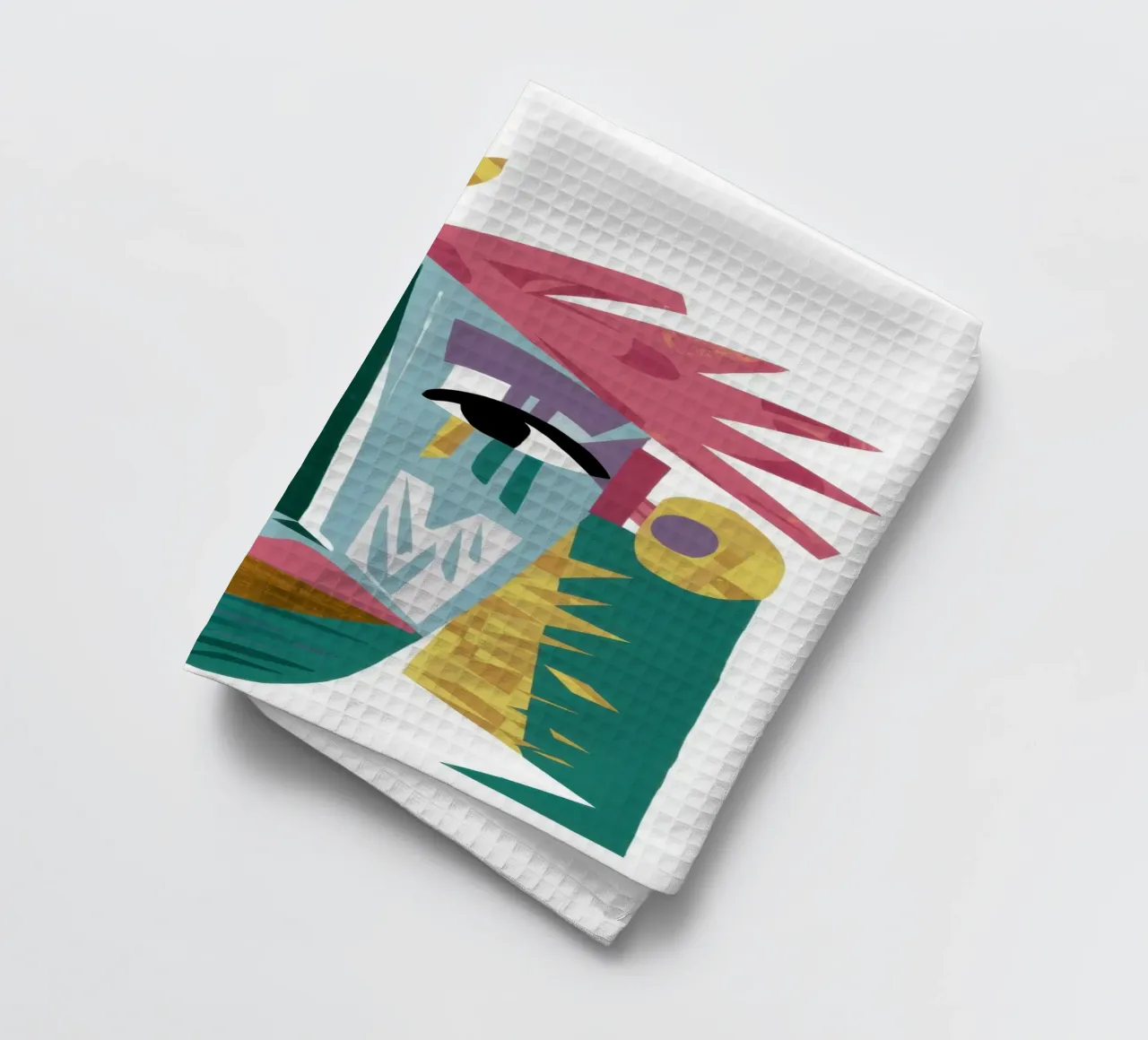 Cubist Vivid Totem tea towel by Dream Gesso
