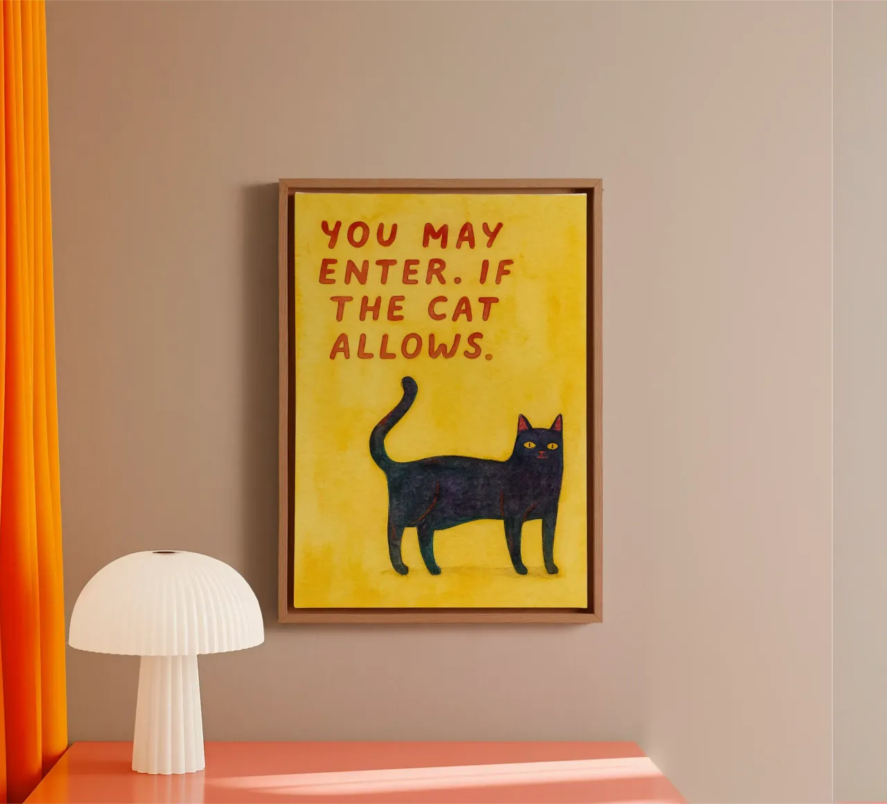 funny cat you may enter if the cat allows canvas with Floater frame by Mirage