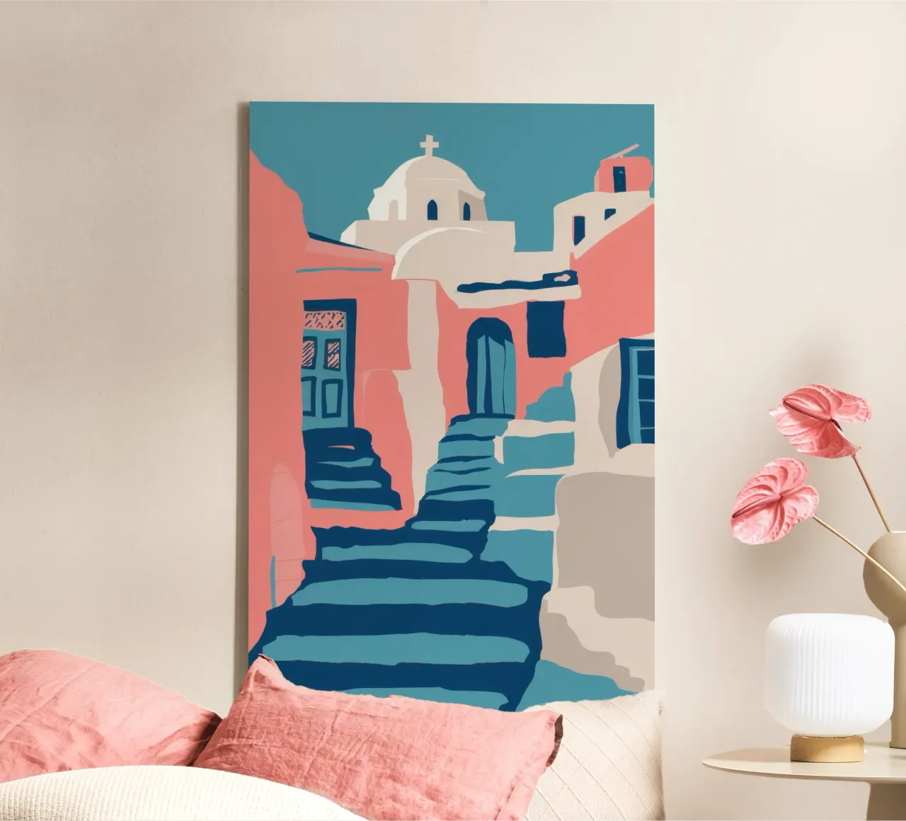 Azure steegje beklimming canvas van Ink Pulse